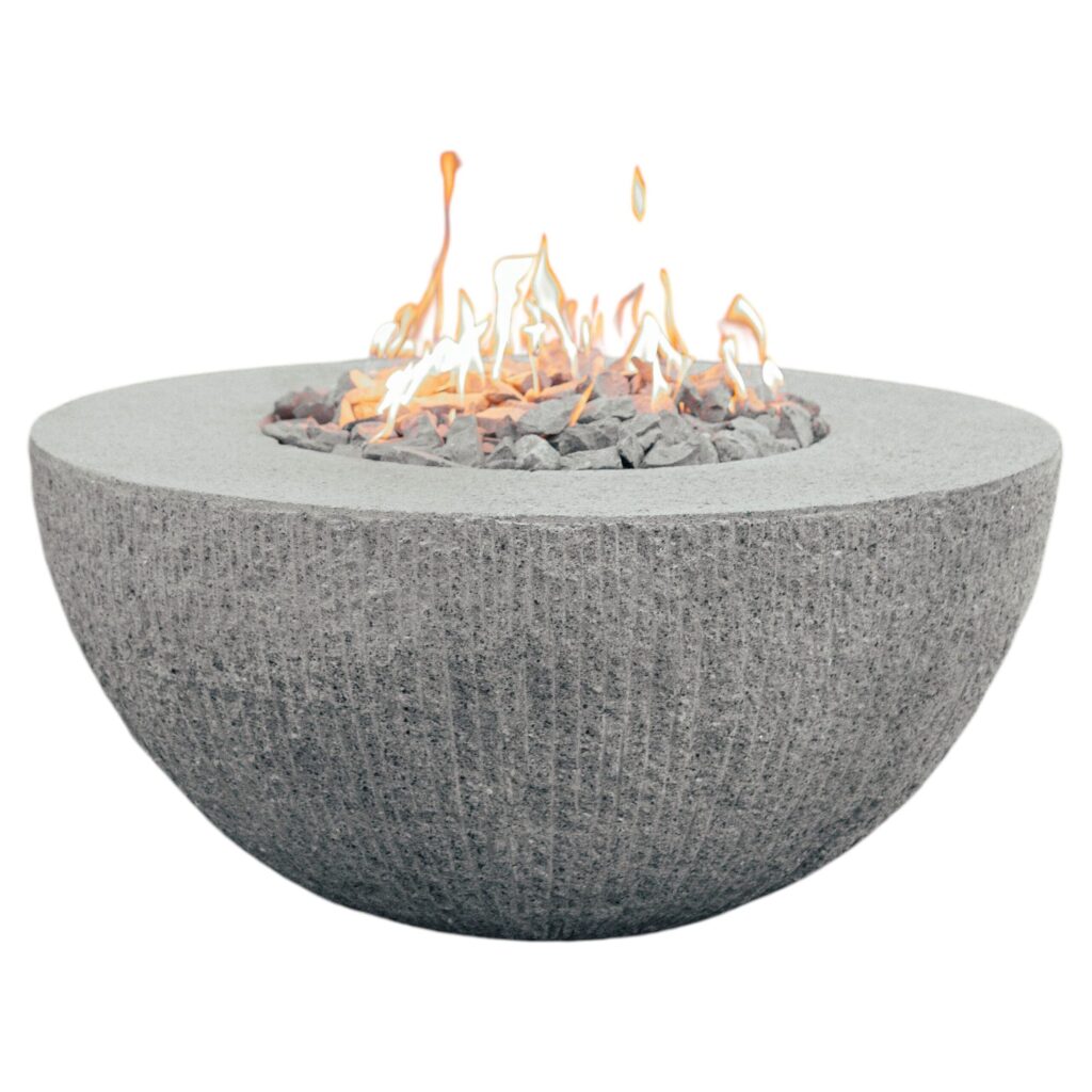 Half Ball Shape White Stone and Steel Fire Bowl by Andres Monnier 1