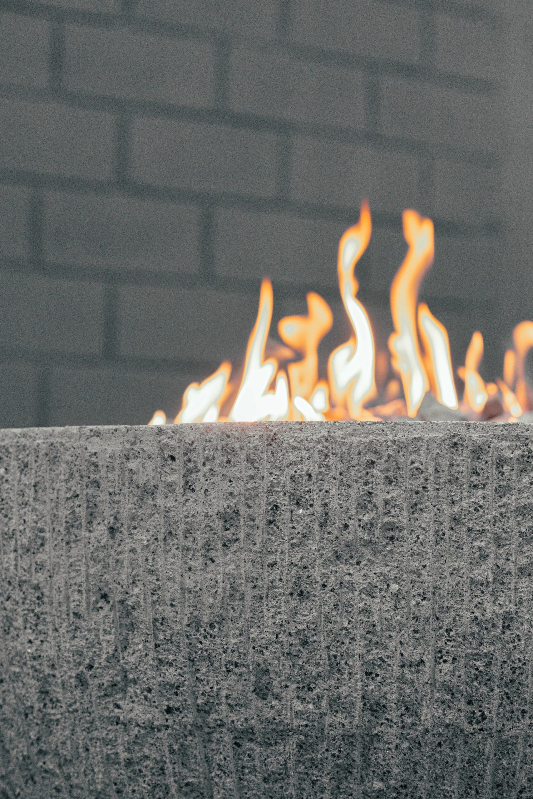 Half Ball Shape White Stone and Steel Fire Bowl by Andres Monnier 6