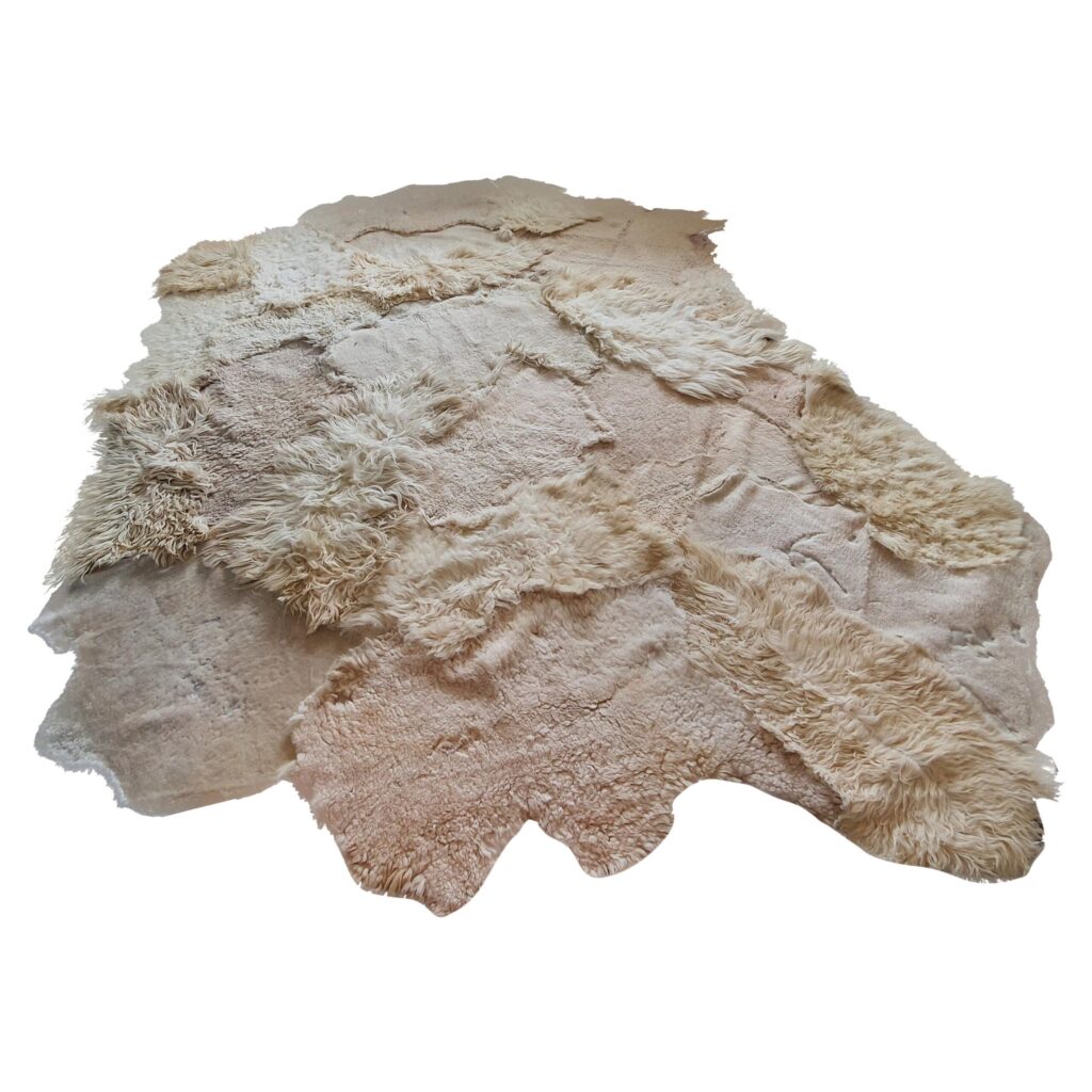 Luxury Natural Shape Hand Dyed European Sheepskin Large Art Rug by Carine Boxy 1