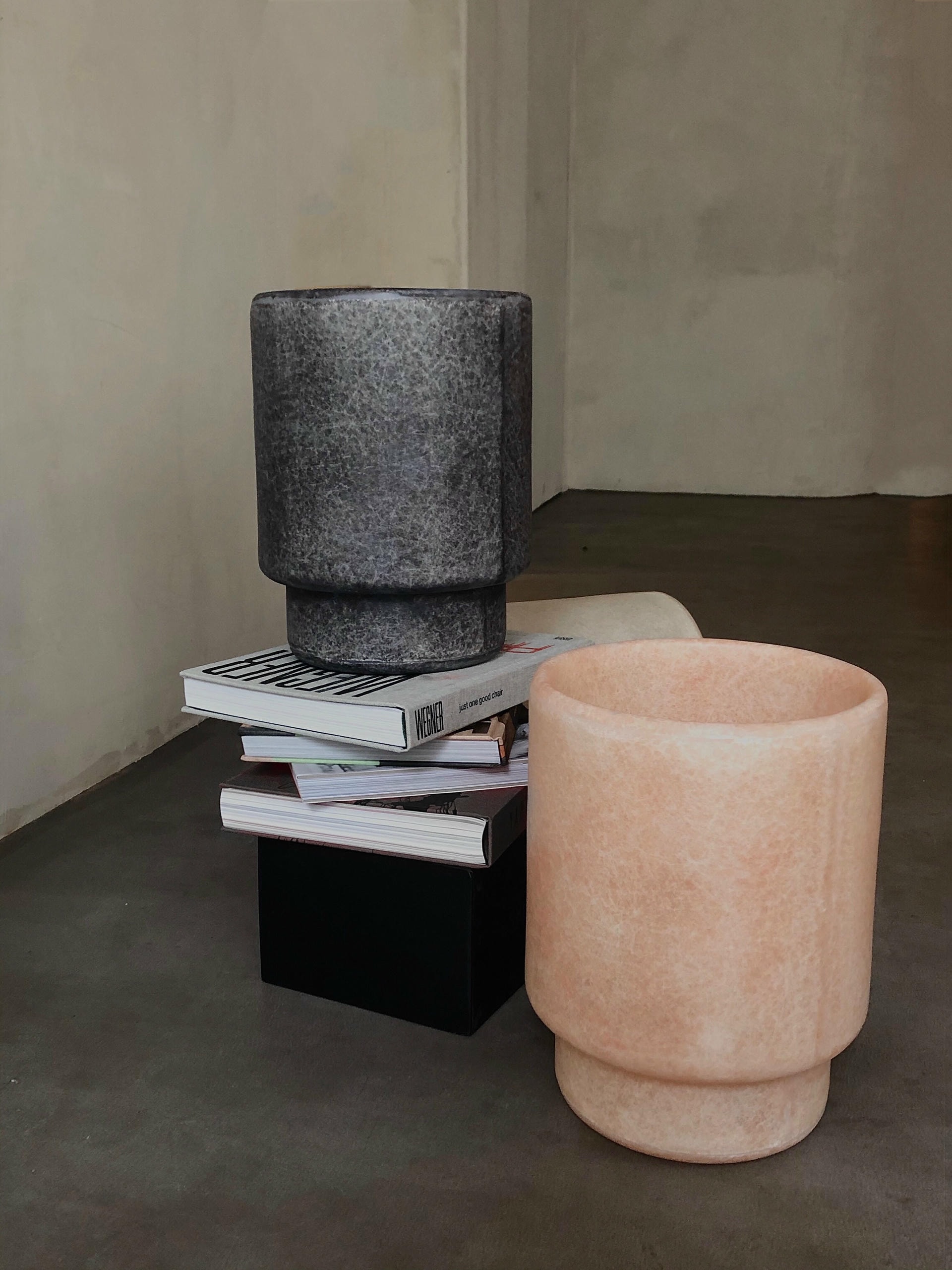 Minimalist Organic Form Black Fiberglass Vase by kar 7