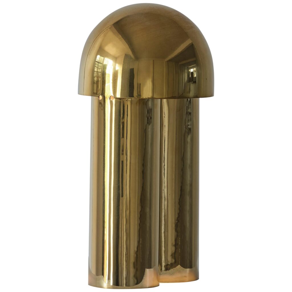Monolith Buffed Brass Sculpted Table Lamp by Paul Matter 1