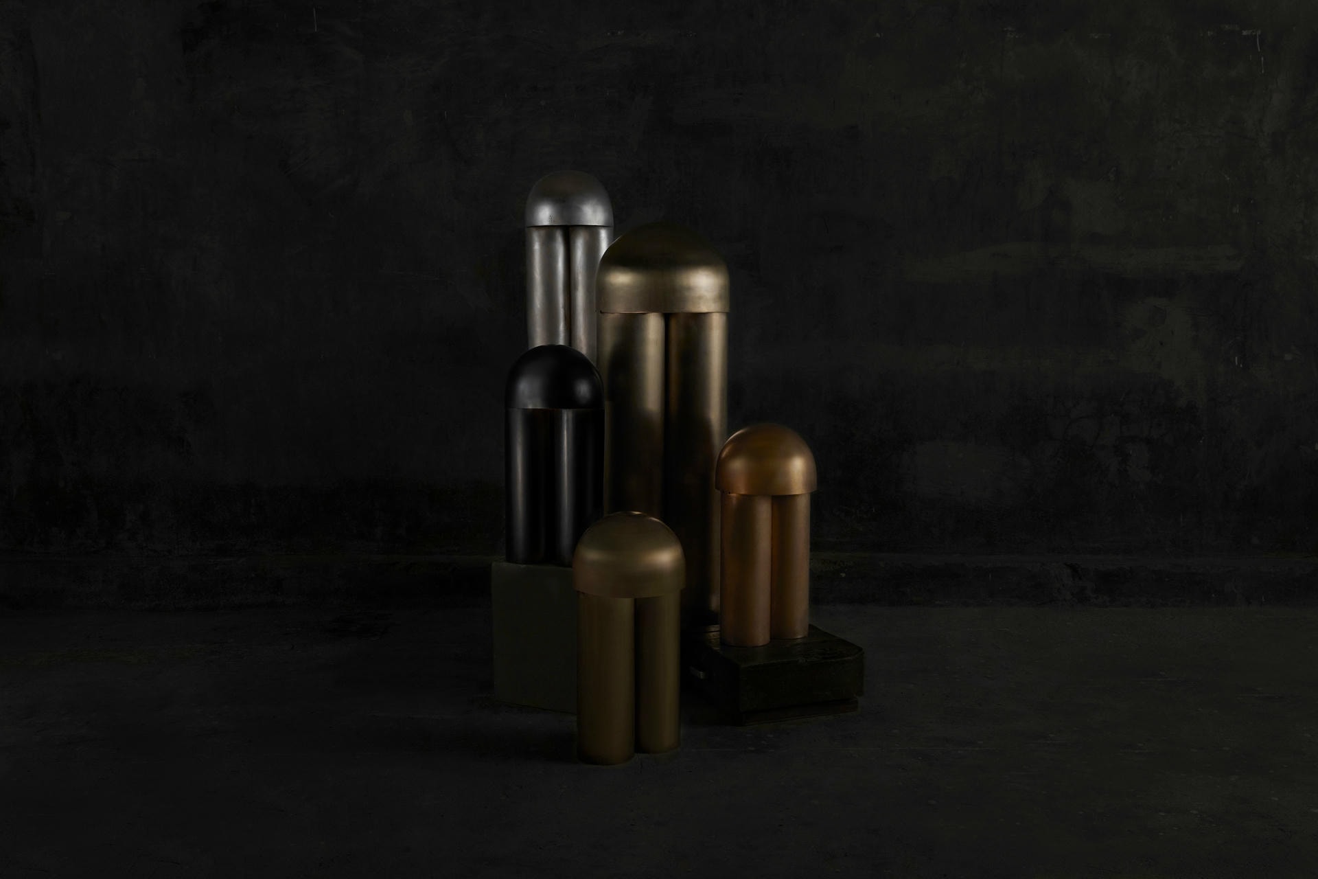 Monolith Buffed Brass Sculpted Table Lamp by Paul Matter 13