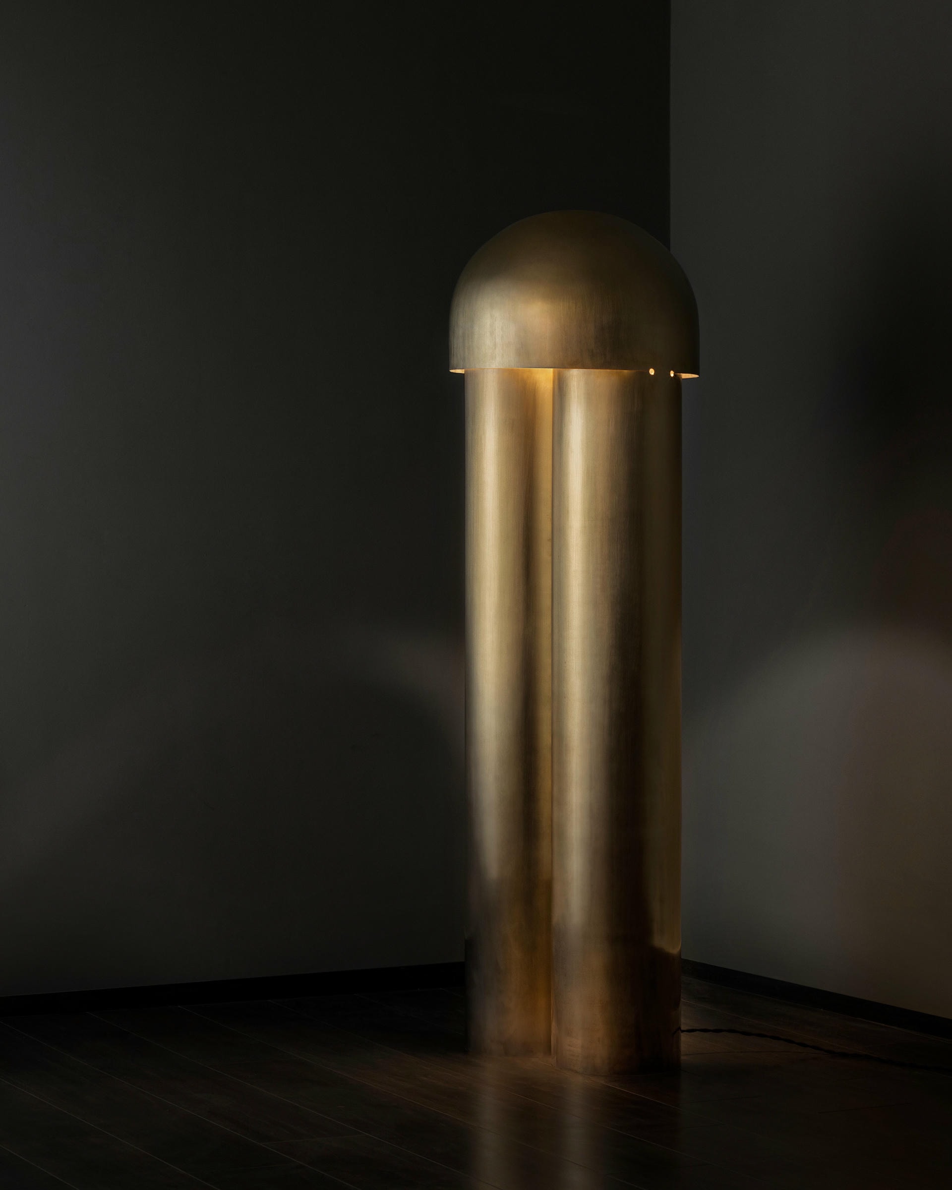 Monolith Buffed Brass Sculpted Table Lamp by Paul Matter 9