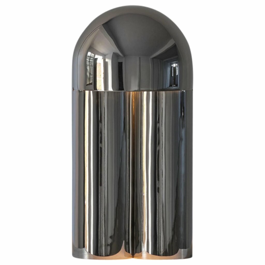 Monolith Polished Silvered Brass Sculpted Table Lamp by Paul Matter 1