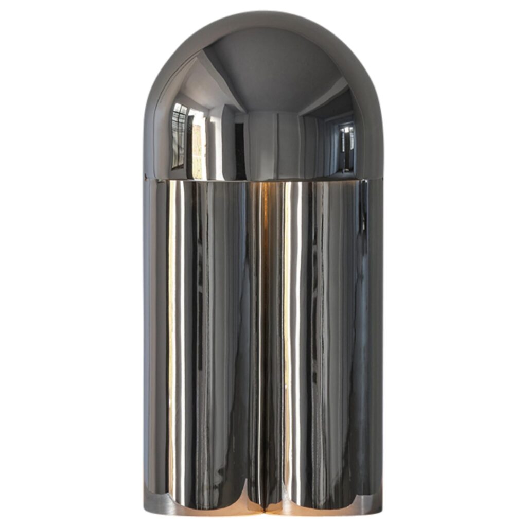 Monolith Polished Silvered Brass Sculpted Table Lamp by Paul Matter 1