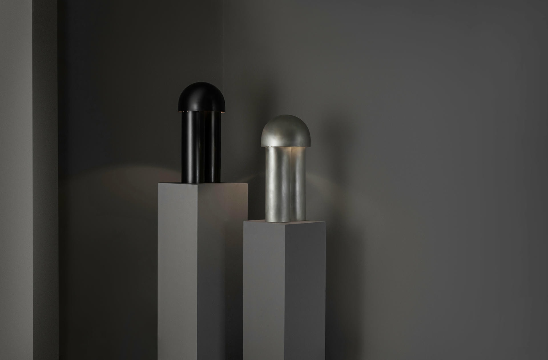 Monolith Polished Silvered Brass Sculpted Table Lamp by Paul Matter 13