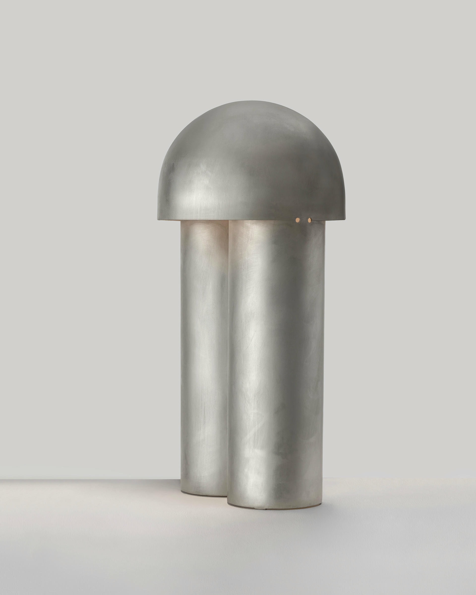 Monolith Polished Silvered Brass Sculpted Table Lamp by Paul Matter 17