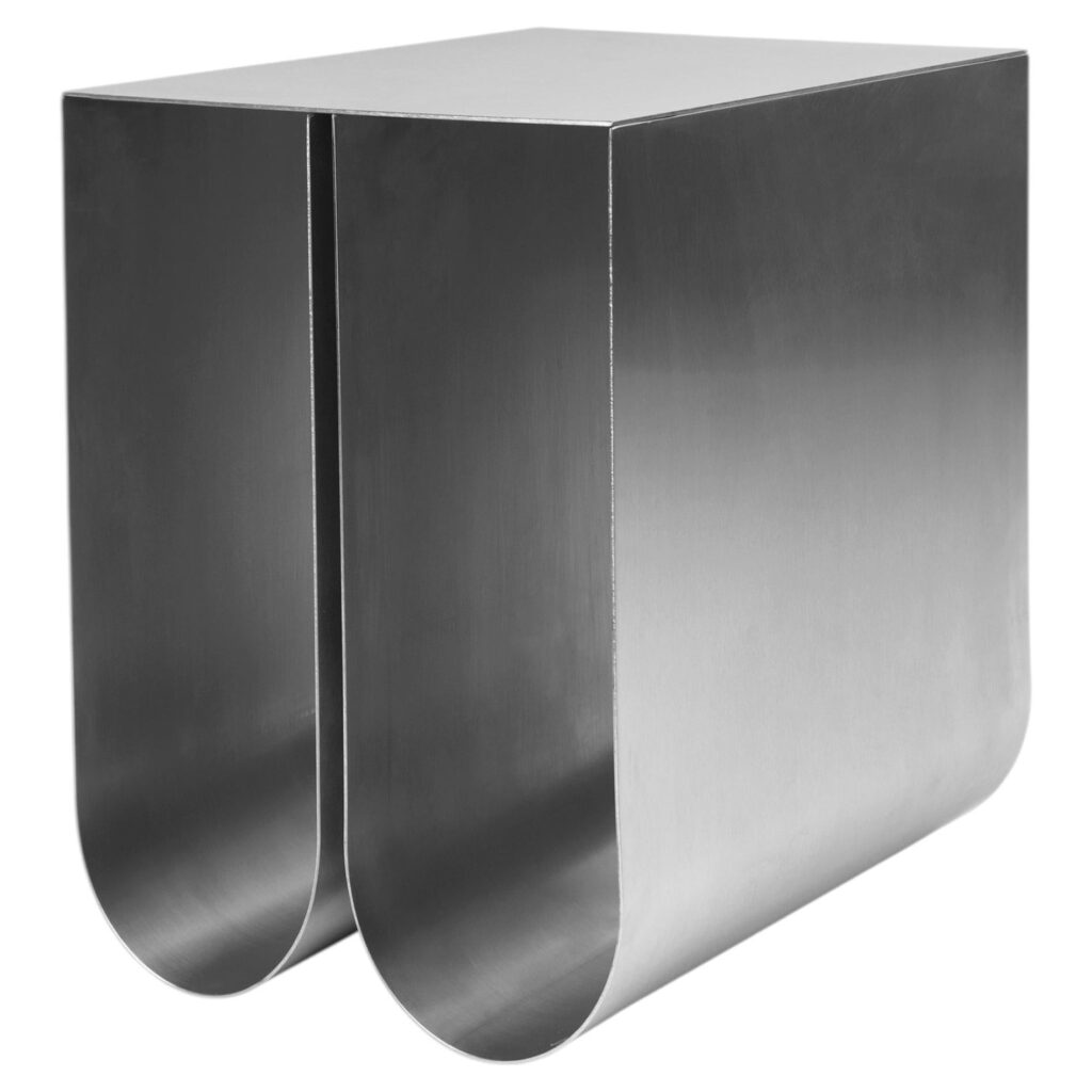 Stainless Steel Curved Side Table by Kristina Dam Studio 1