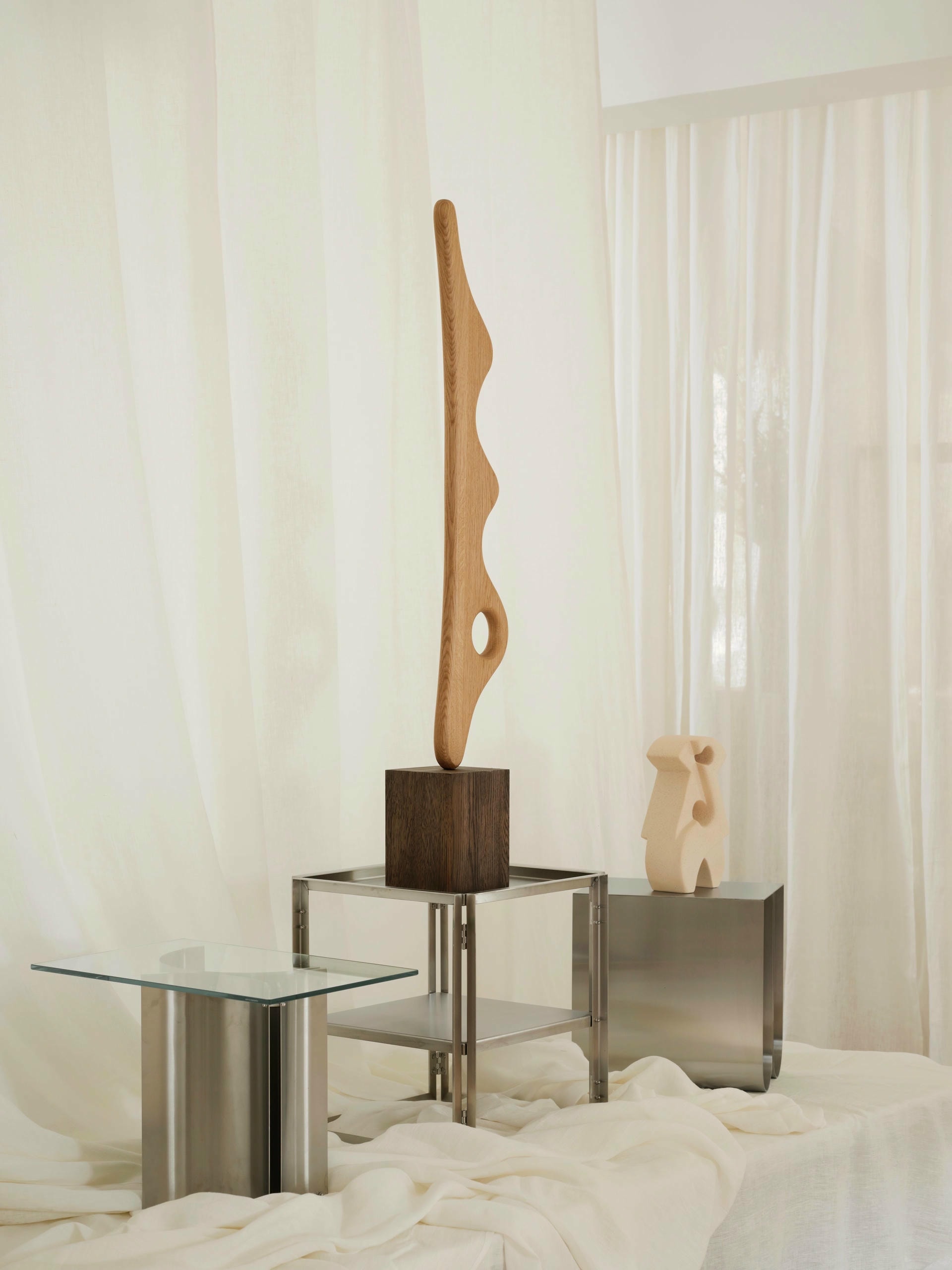 Stainless Steel Curved Side Table by Kristina Dam Studio 11