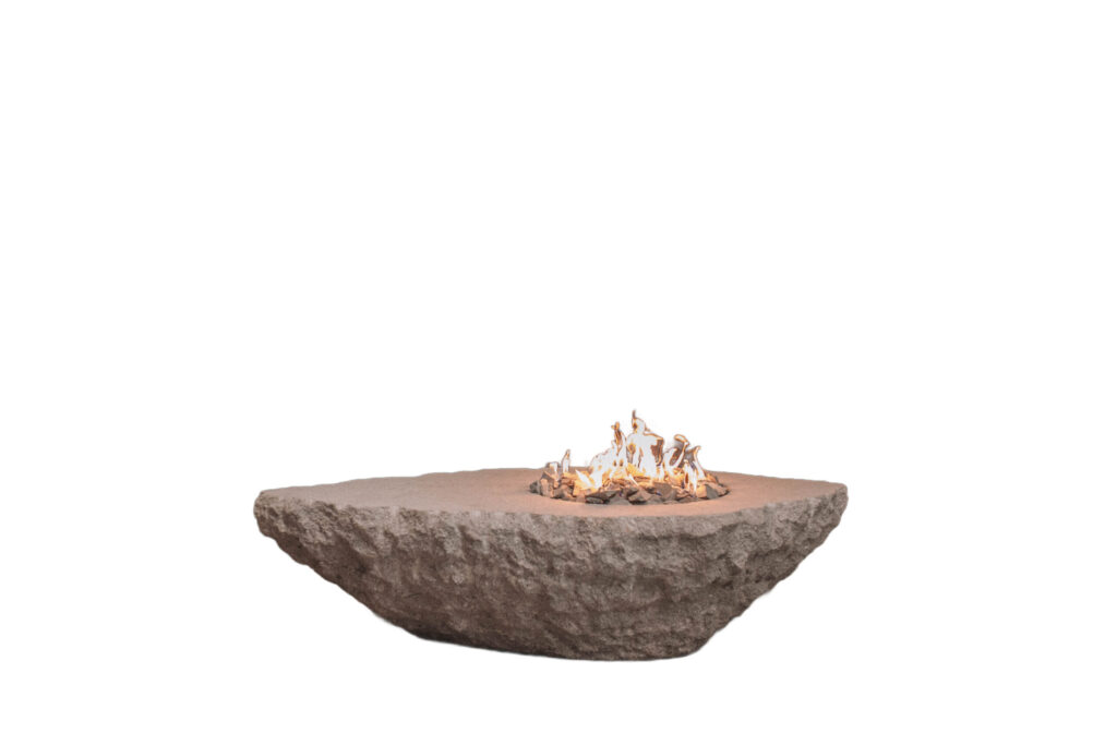Unique Round and Oval Shape Grey Quarry Stone Fire Table by Andres Monnier 1