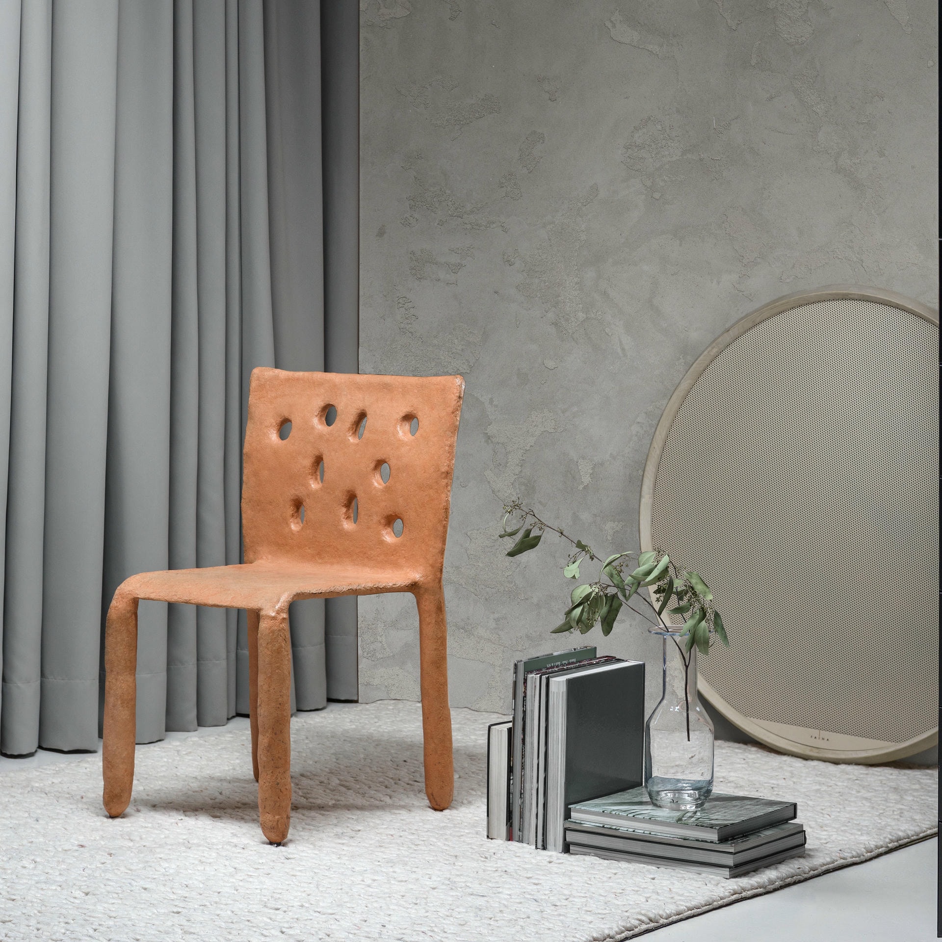Red Sculpted Contemporary Chair by FAINA 4