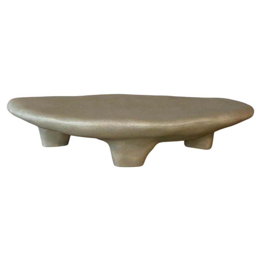 Unique Organic Form Small Tripod Natural Beige Fiberglass Coffee Table by kar 1