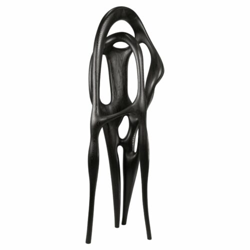 Black Stained Ash Drift Sculpture No 2 Hand Carved and Signed by Maxime Goleo 1