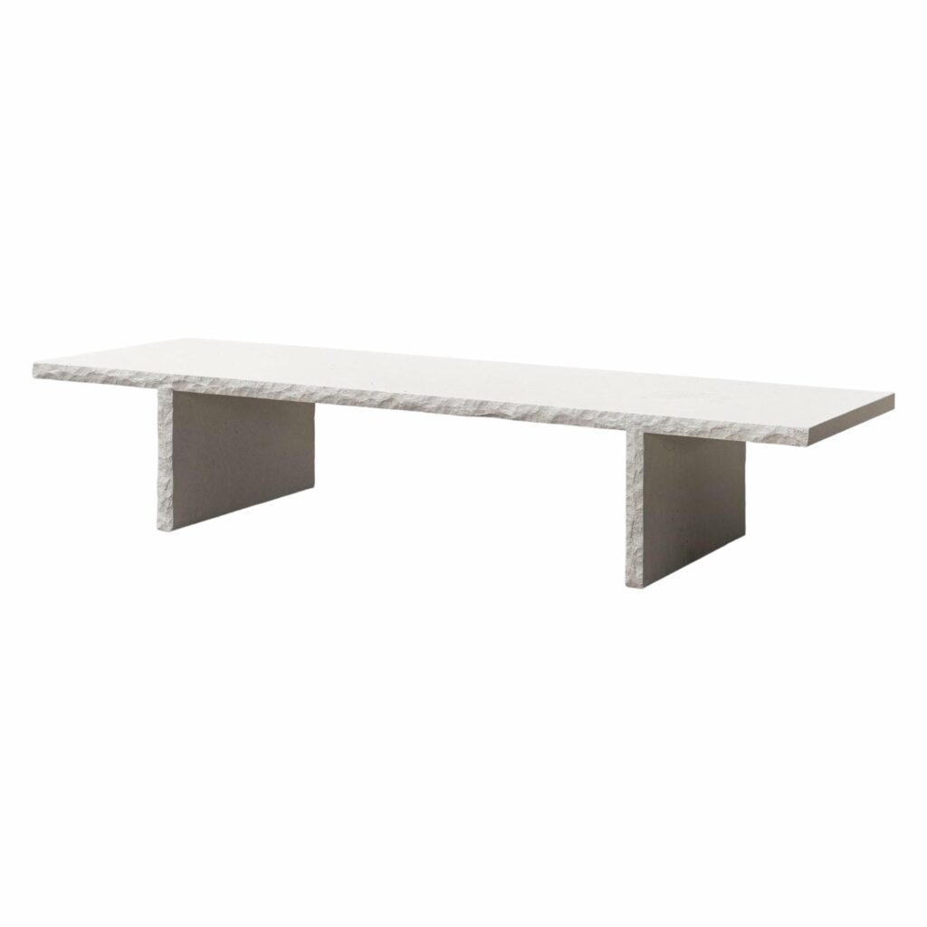 Sculpted Natural Rough White Stone Coffee Table Fruste by Frederic Saulou 1