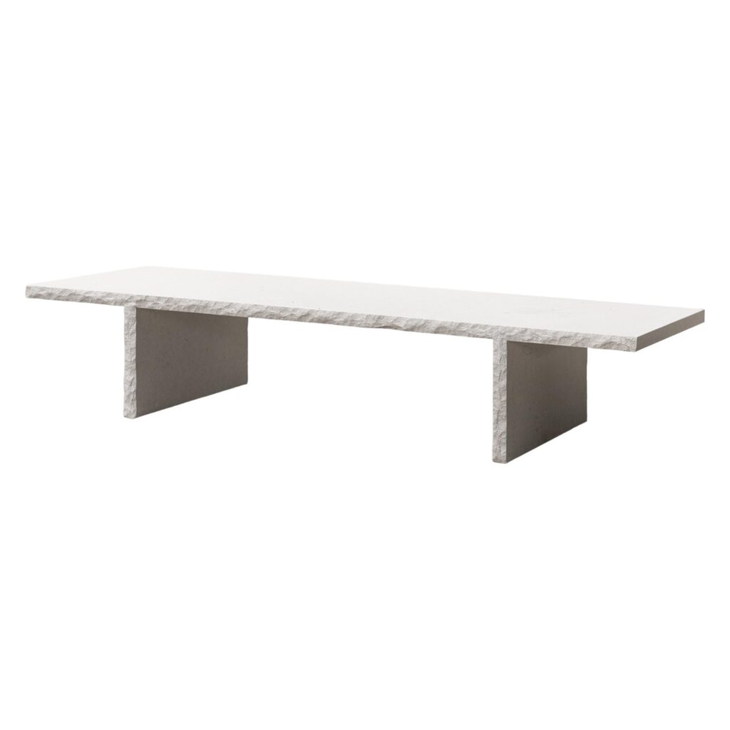 Sculpted Natural Rough White Stone Coffee Table Fruste by Frederic Saulou 1