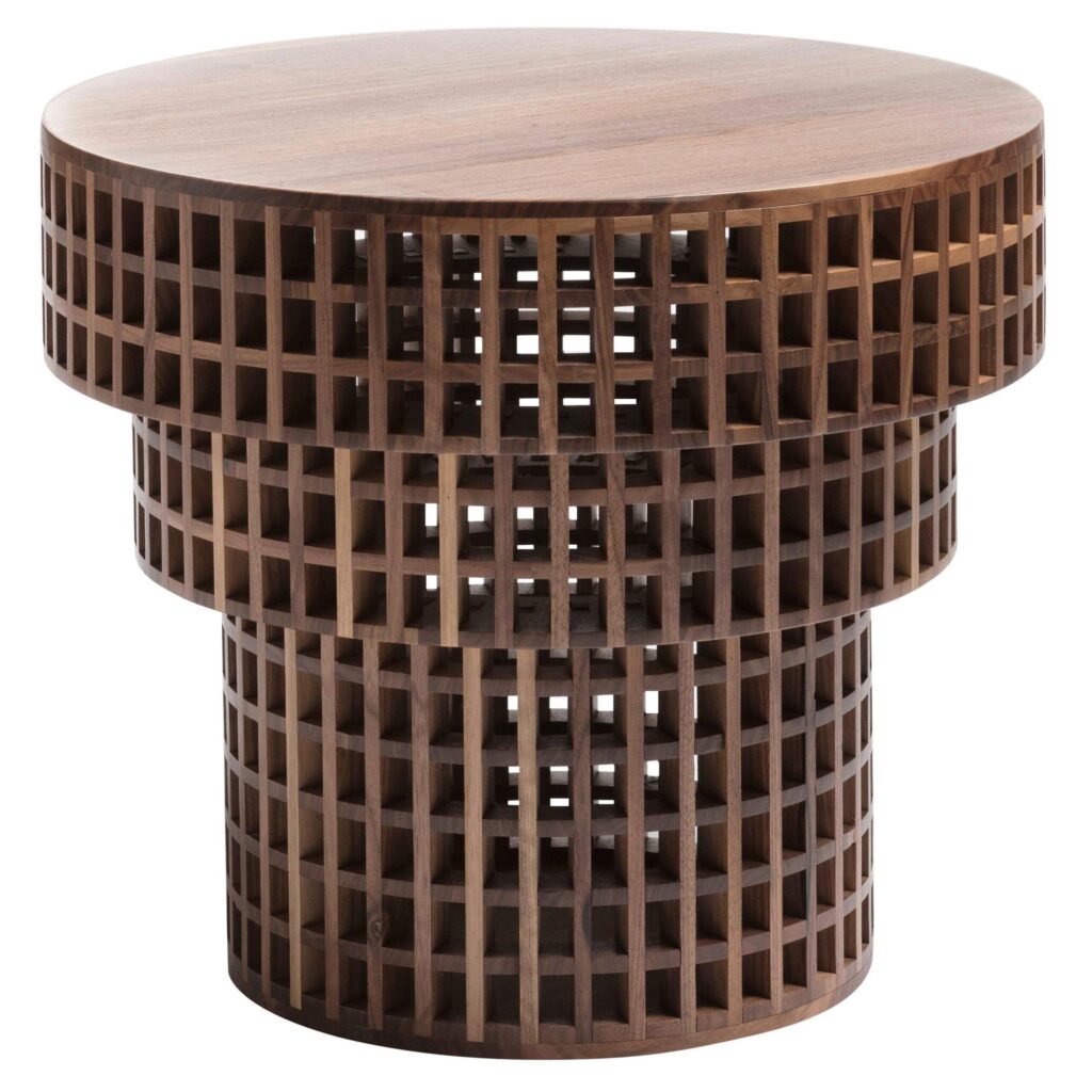 Unique Brown Handcrafted Walnut Carabottino Tavolino Side Table by Cara Davide 1
