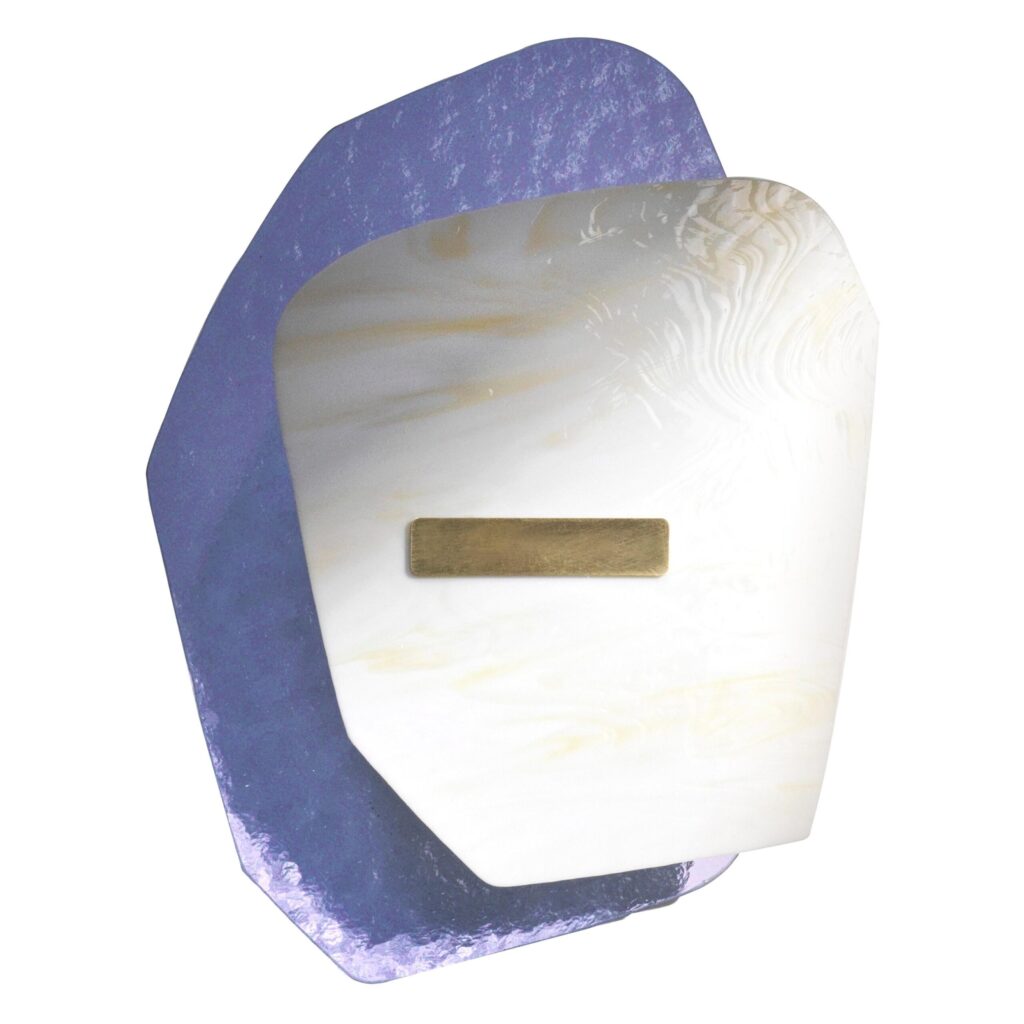 Violet Purple Wave Glass Brushed Brass Light Sculpture by Marie Jeunet 1