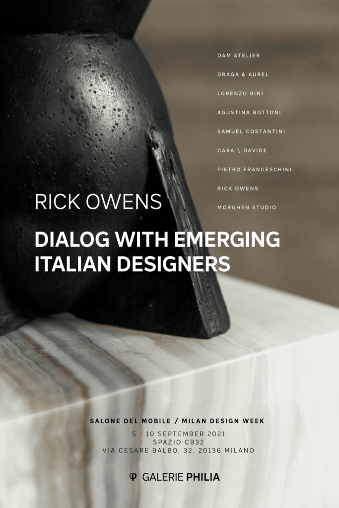 poster galerie philia dialog with emerging italian designers milan design week