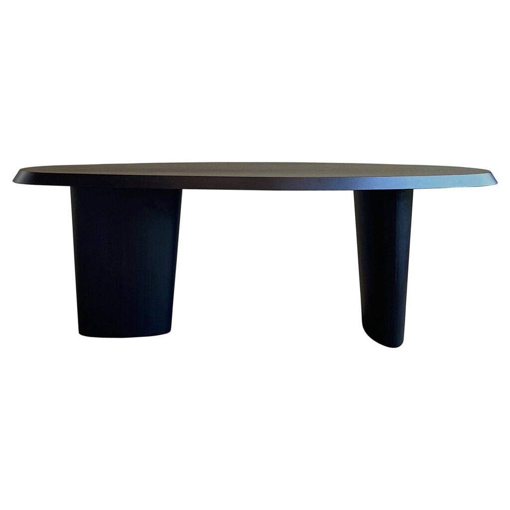 Black Ash Veneer, Unique Organic Form Oval Wood Dining Table by kar 1