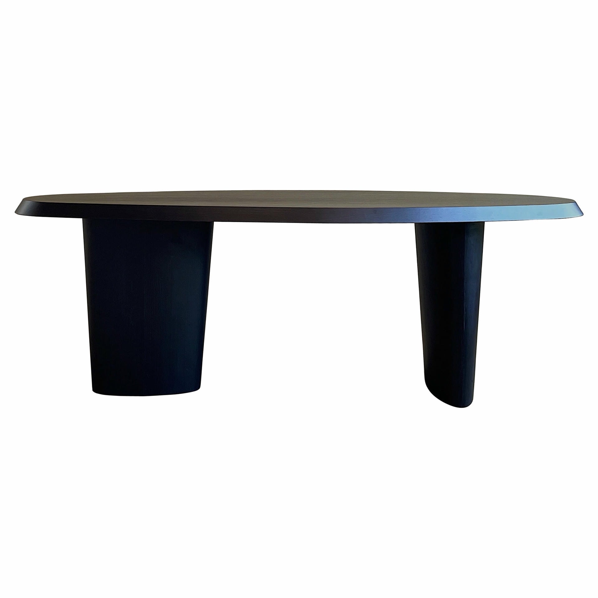 Black Ash Veneer, Unique Organic Form Oval Wood Dining Table by kar 1