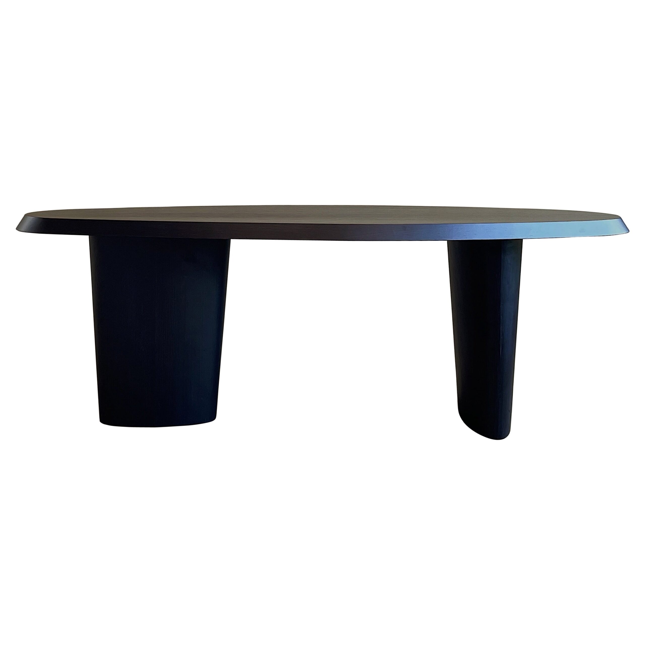 Black Ash Veneer, Unique Organic Form Oval Wood Dining Table by kar 1