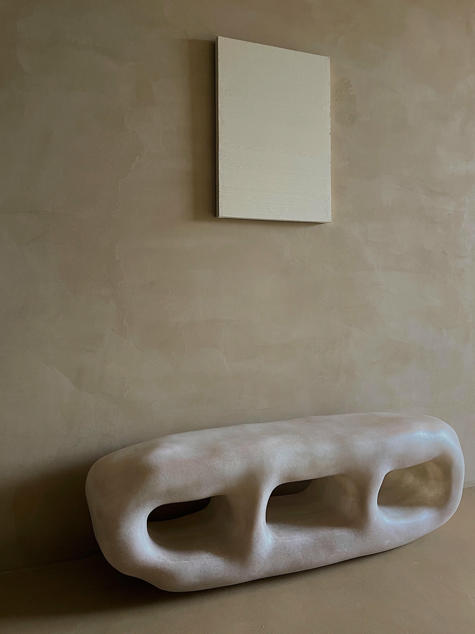 Cave Inspired Form, Natural Beige Fiberglass Cabinet with Three Openings by kar 10