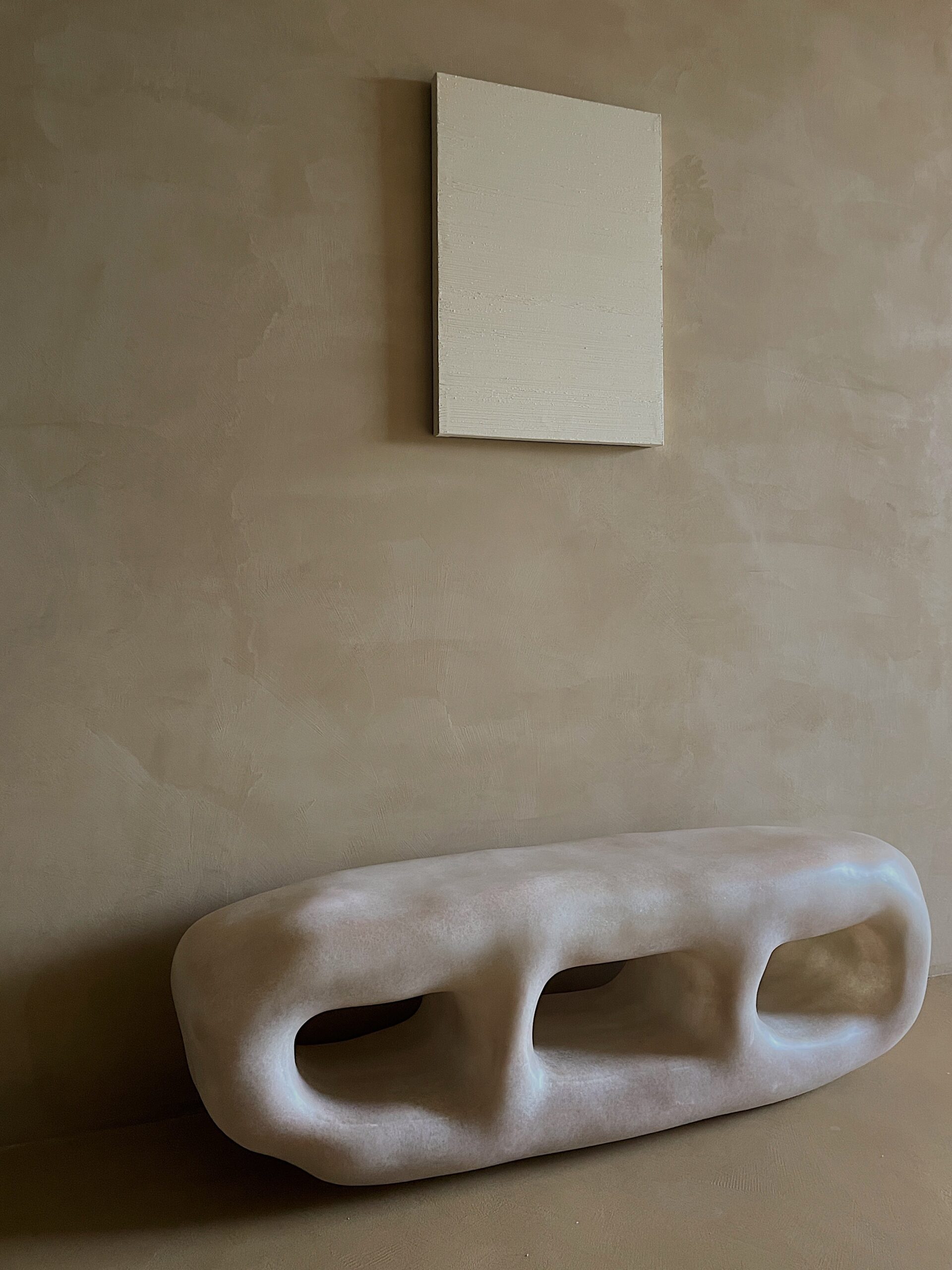 Cave Inspired Form, Natural Beige Fiberglass Cabinet with Three Openings by kar 10