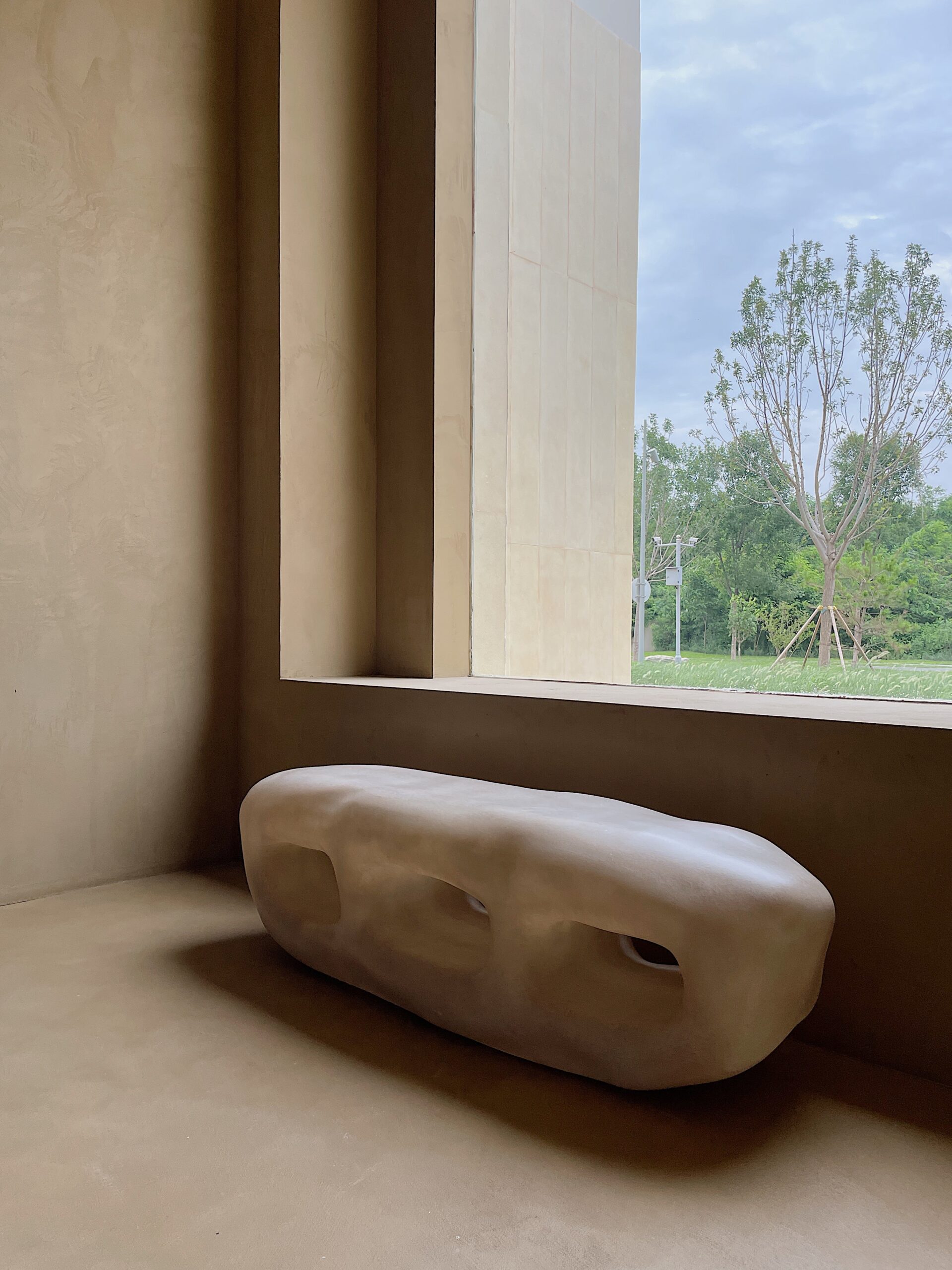 Cave Inspired Form, Natural Beige Fiberglass Cabinet with Three Openings by kar 11