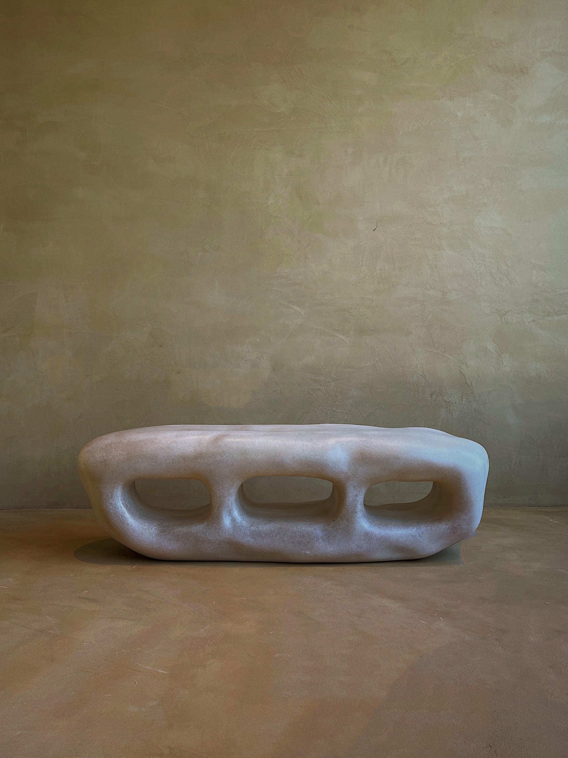 Cave Inspired Form, Natural Beige Fiberglass Cabinet with Three Openings by kar 2