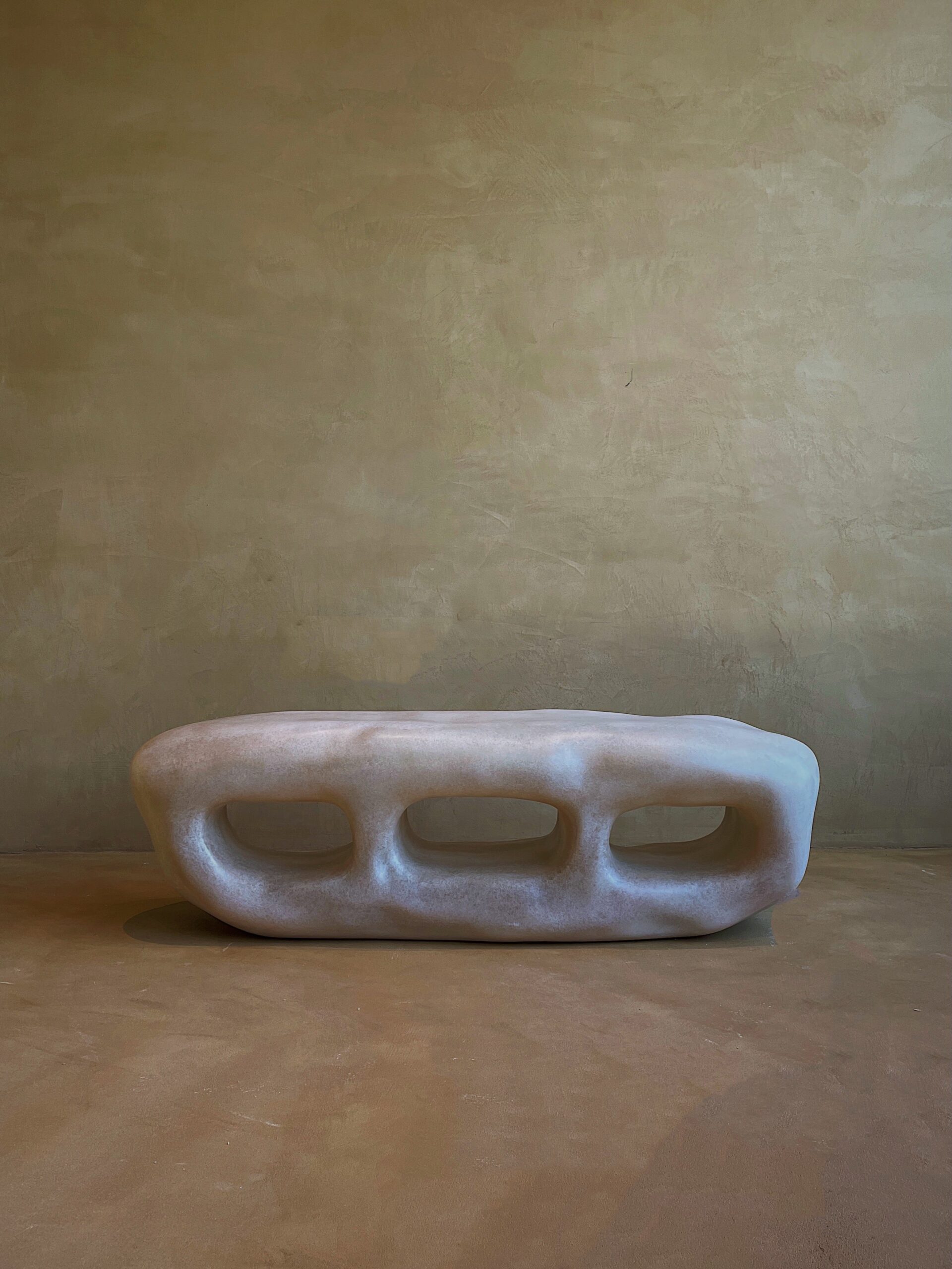 Cave Inspired Form, Natural Beige Fiberglass Cabinet with Three Openings by kar 2