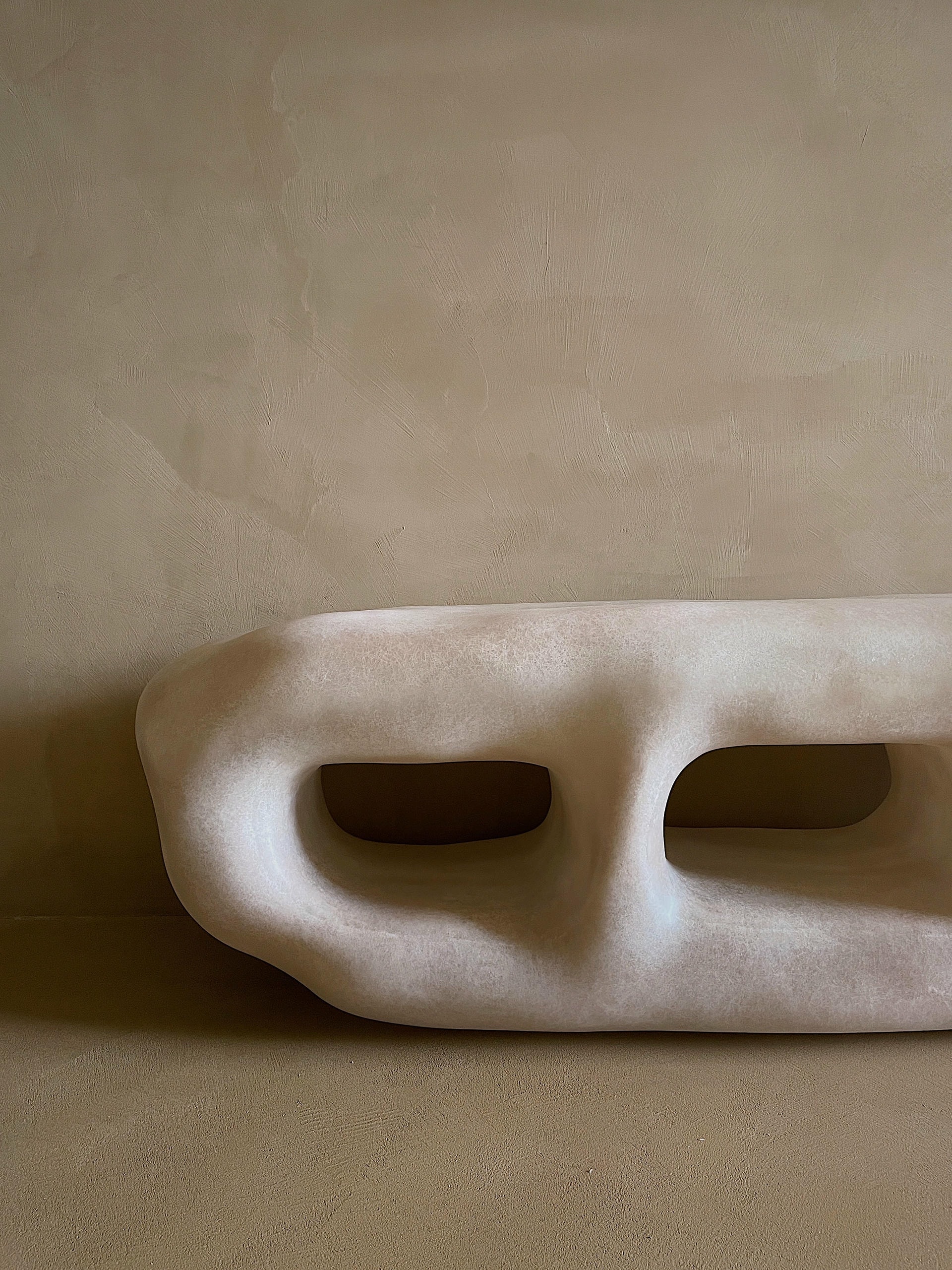 Cave Inspired Form, Natural Beige Fiberglass Cabinet with Three Openings by kar 3
