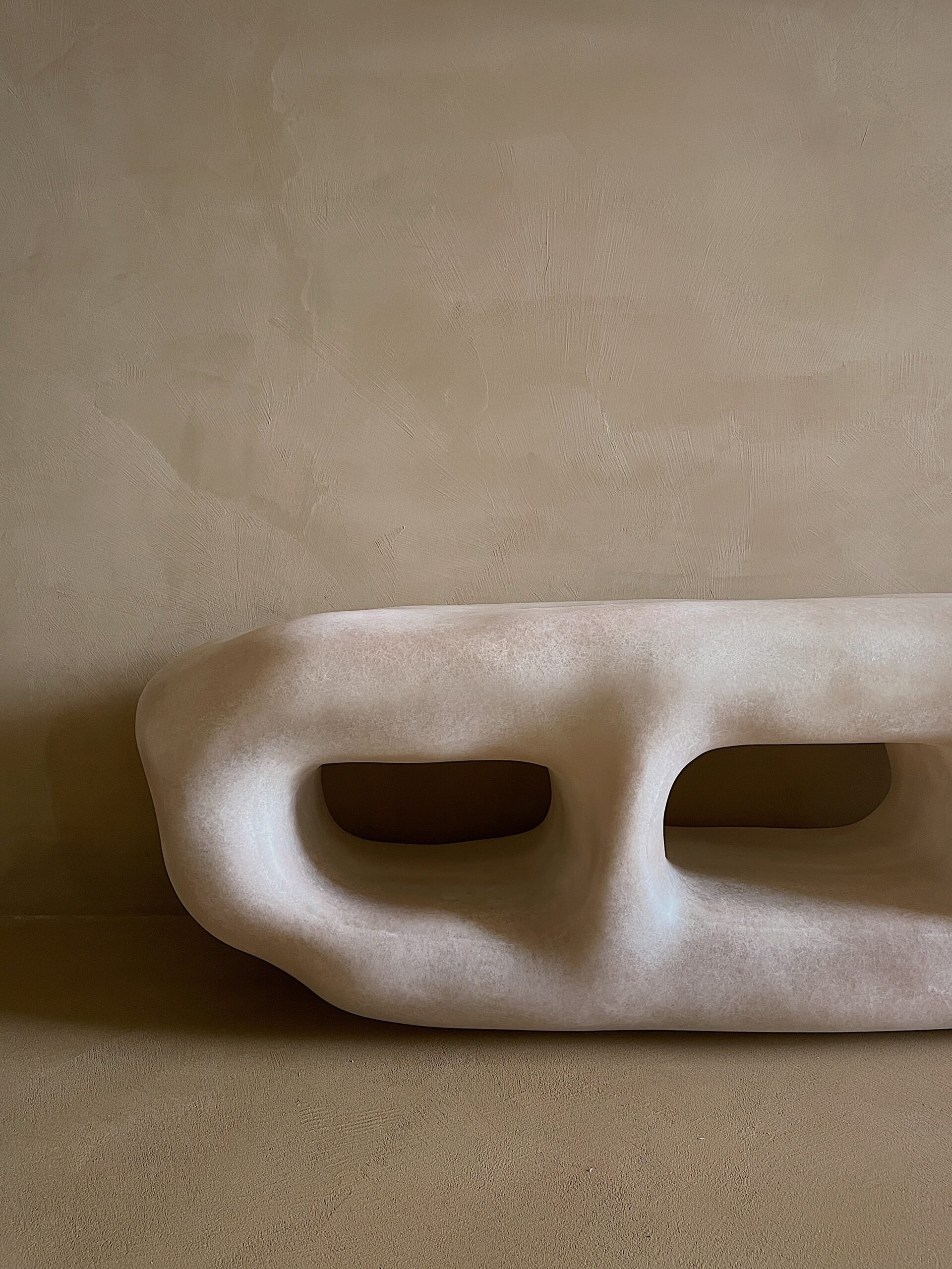 Cave Inspired Form, Natural Beige Fiberglass Cabinet with Three Openings by kar 3