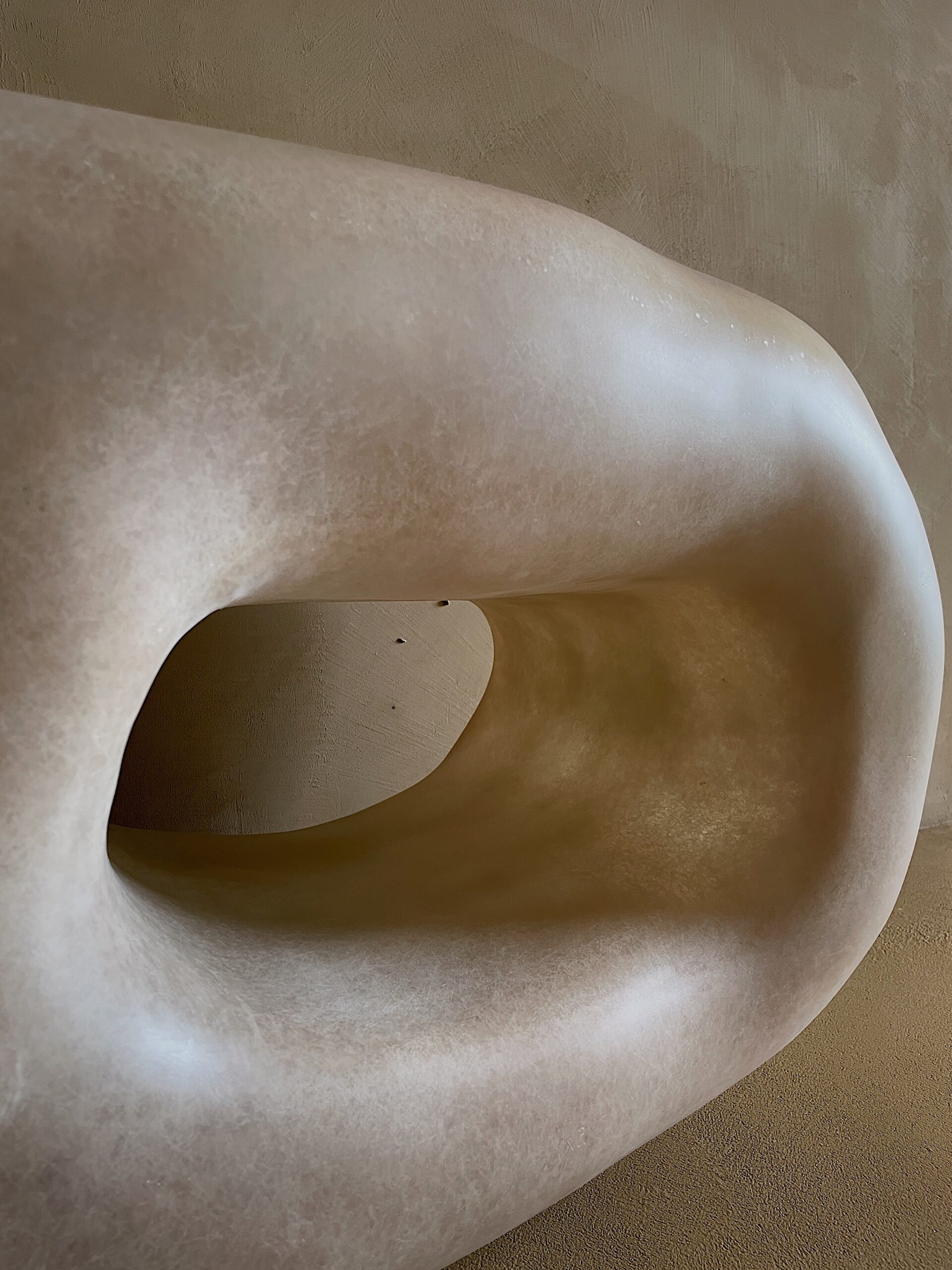 Cave Inspired Form, Natural Beige Fiberglass Cabinet with Three Openings by kar 4