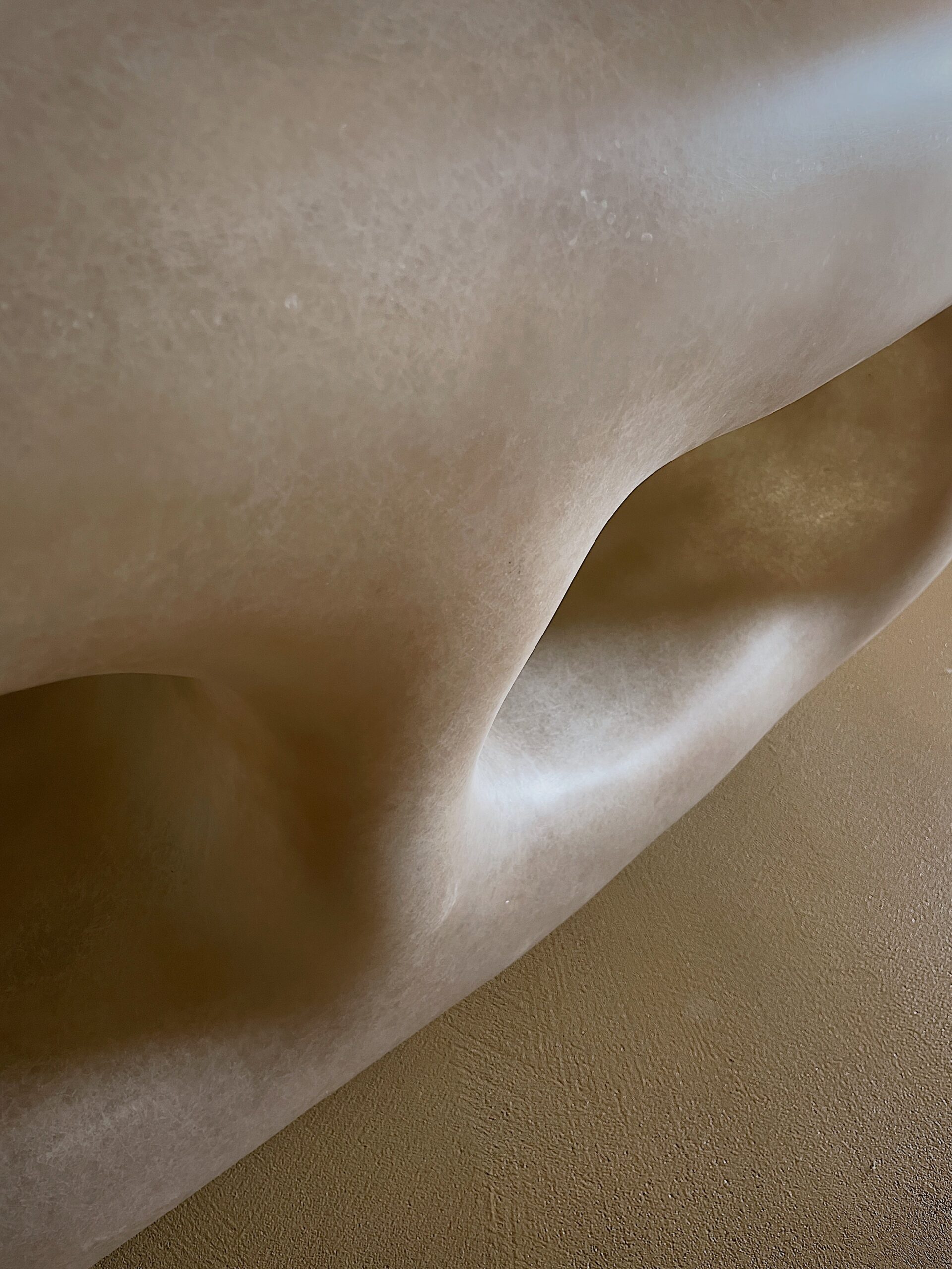 Cave Inspired Form, Natural Beige Fiberglass Cabinet with Three Openings by kar 6
