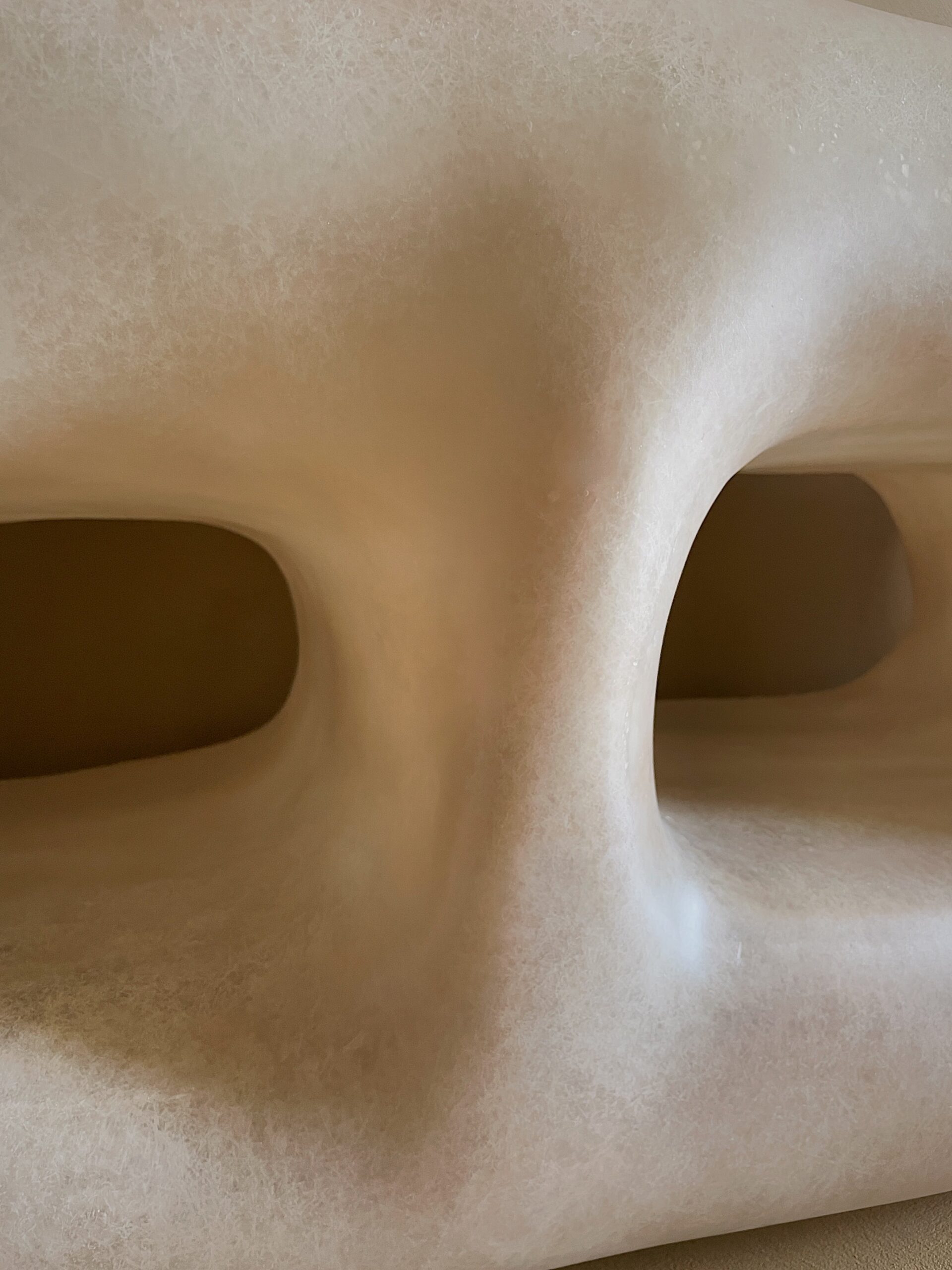 Cave Inspired Form, Natural Beige Fiberglass Cabinet with Three Openings by kar 7
