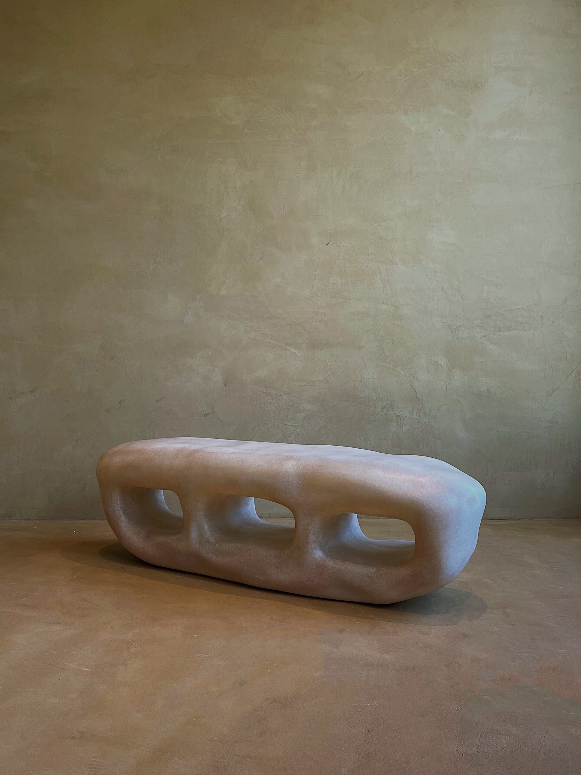 Cave Inspired Form, Natural Beige Fiberglass Cabinet with Three Openings by kar 8