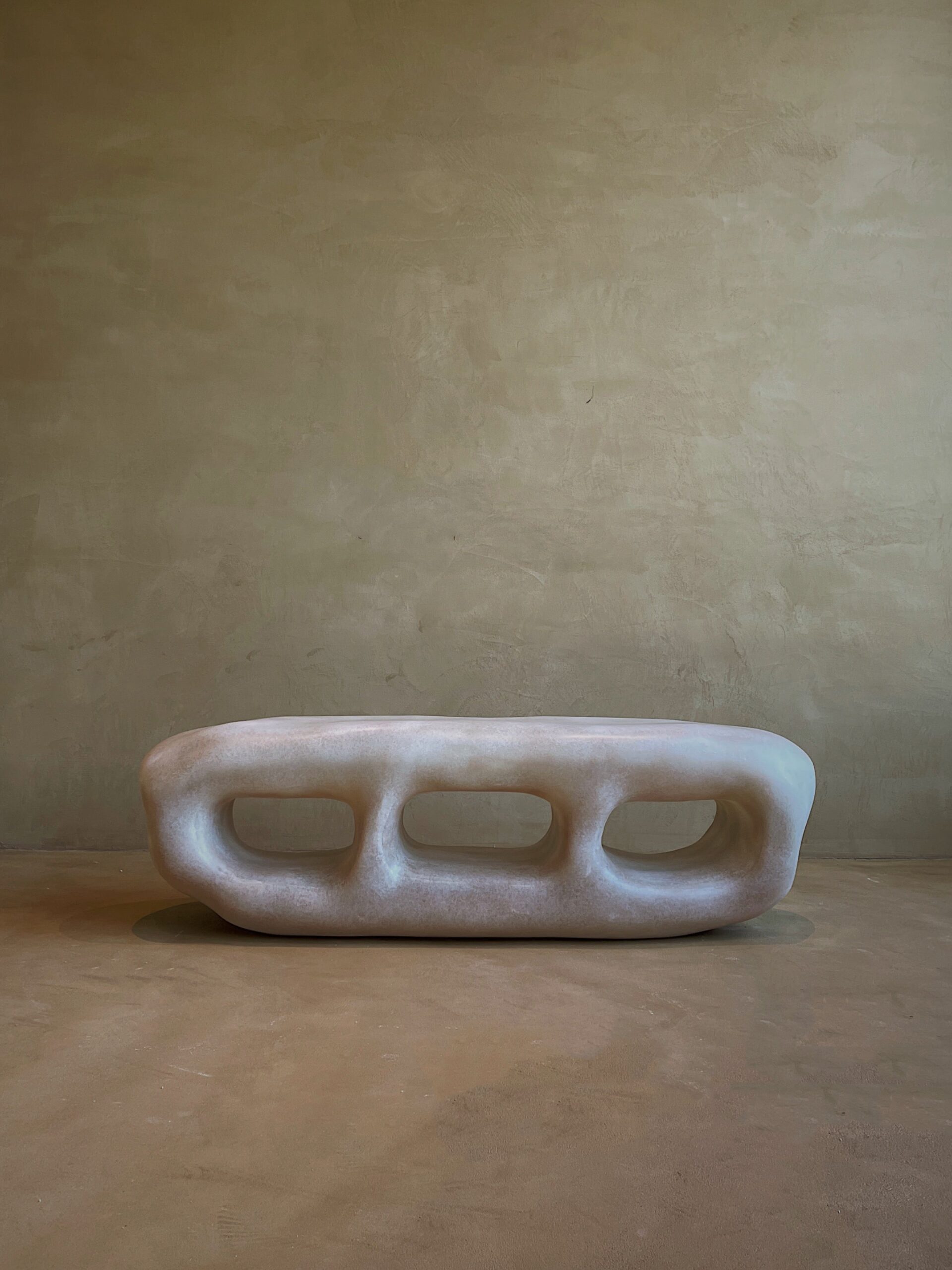 Cave Inspired Form, Natural Beige Fiberglass Cabinet with Three Openings by kar 9