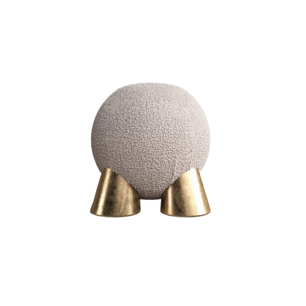 Contemporary Cast Gold Brass Fur Atlas Stool by Pietro Franceschini 1