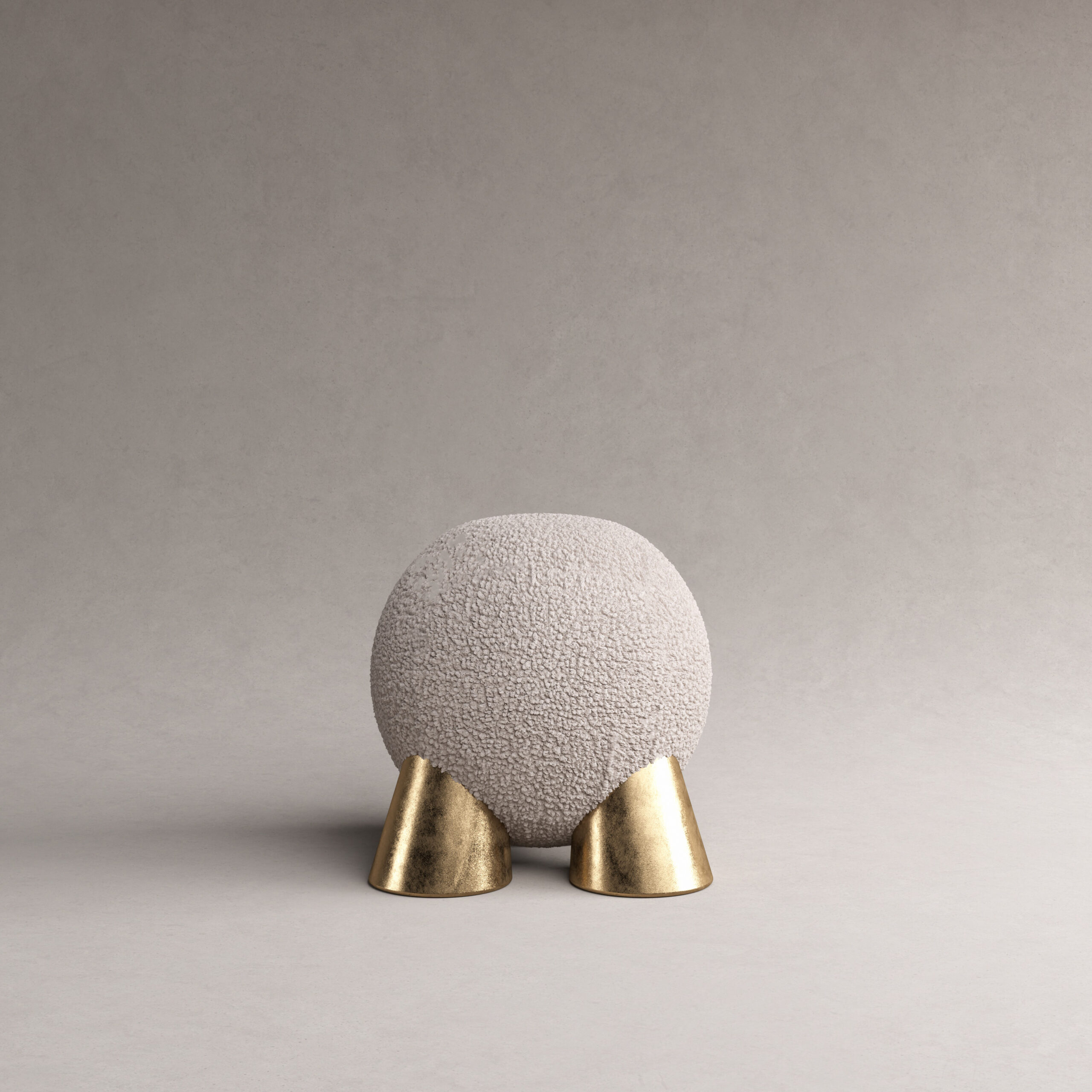 Contemporary Cast Gold Brass Fur Atlas Stool by Pietro Franceschini 2