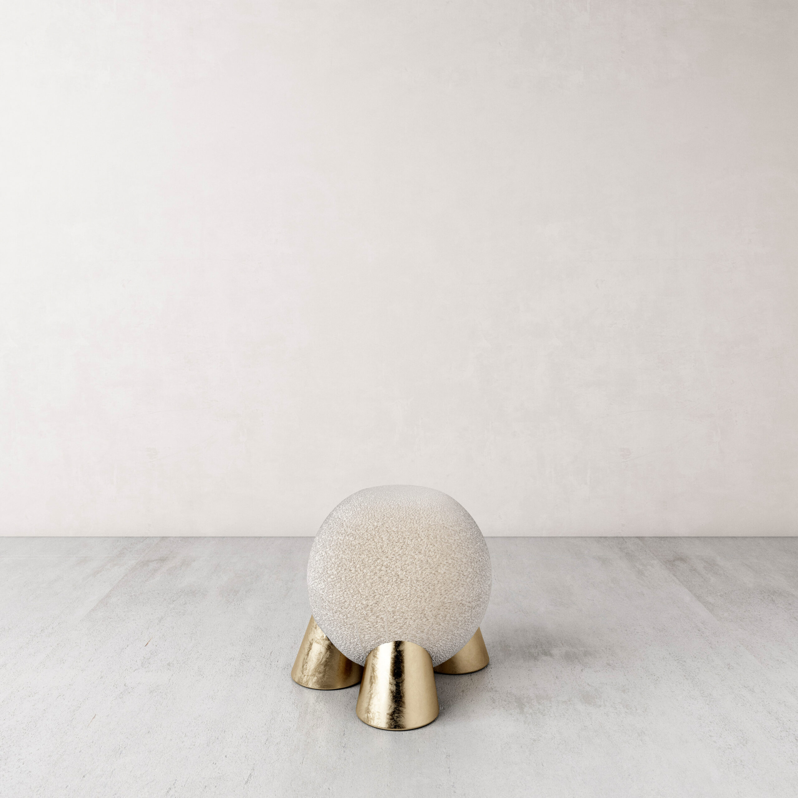Contemporary Cast Gold Brass Fur Atlas Stool by Pietro Franceschini 3