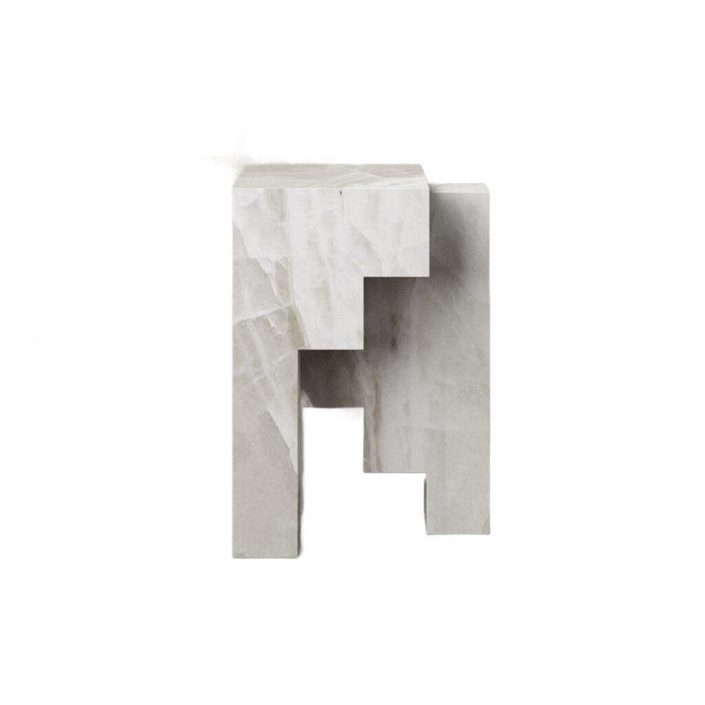 Contemporary Geometric White Onyx No.2 Sculpted Stool by Pietro Franceschini 1