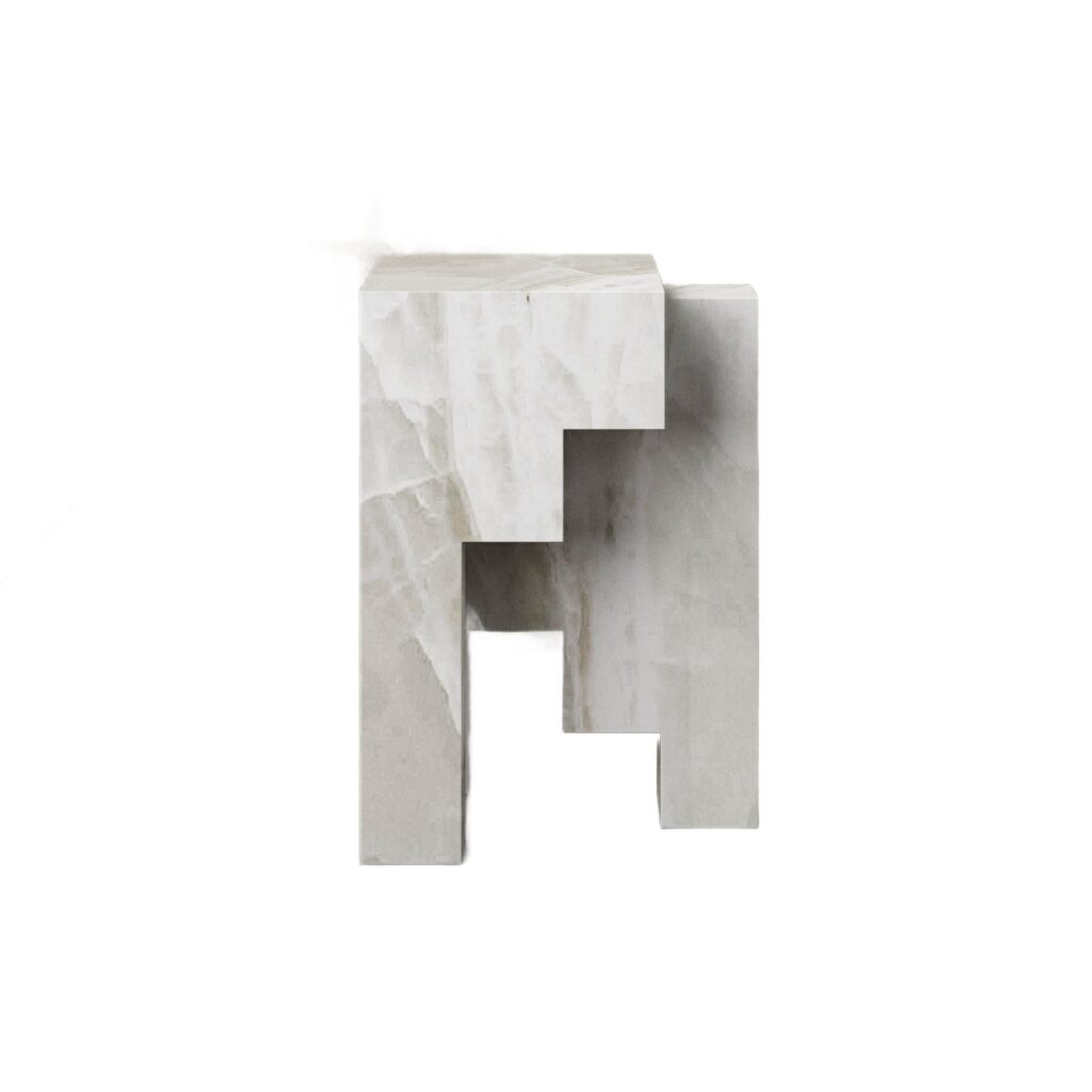 Contemporary Geometric White Onyx No.2 Sculpted Stool by Pietro Franceschini 1