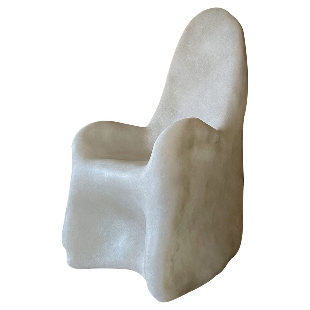 Free Form Organic Shape, Hand sculpted Natural Beige Fiberglass Armchair by kar 1