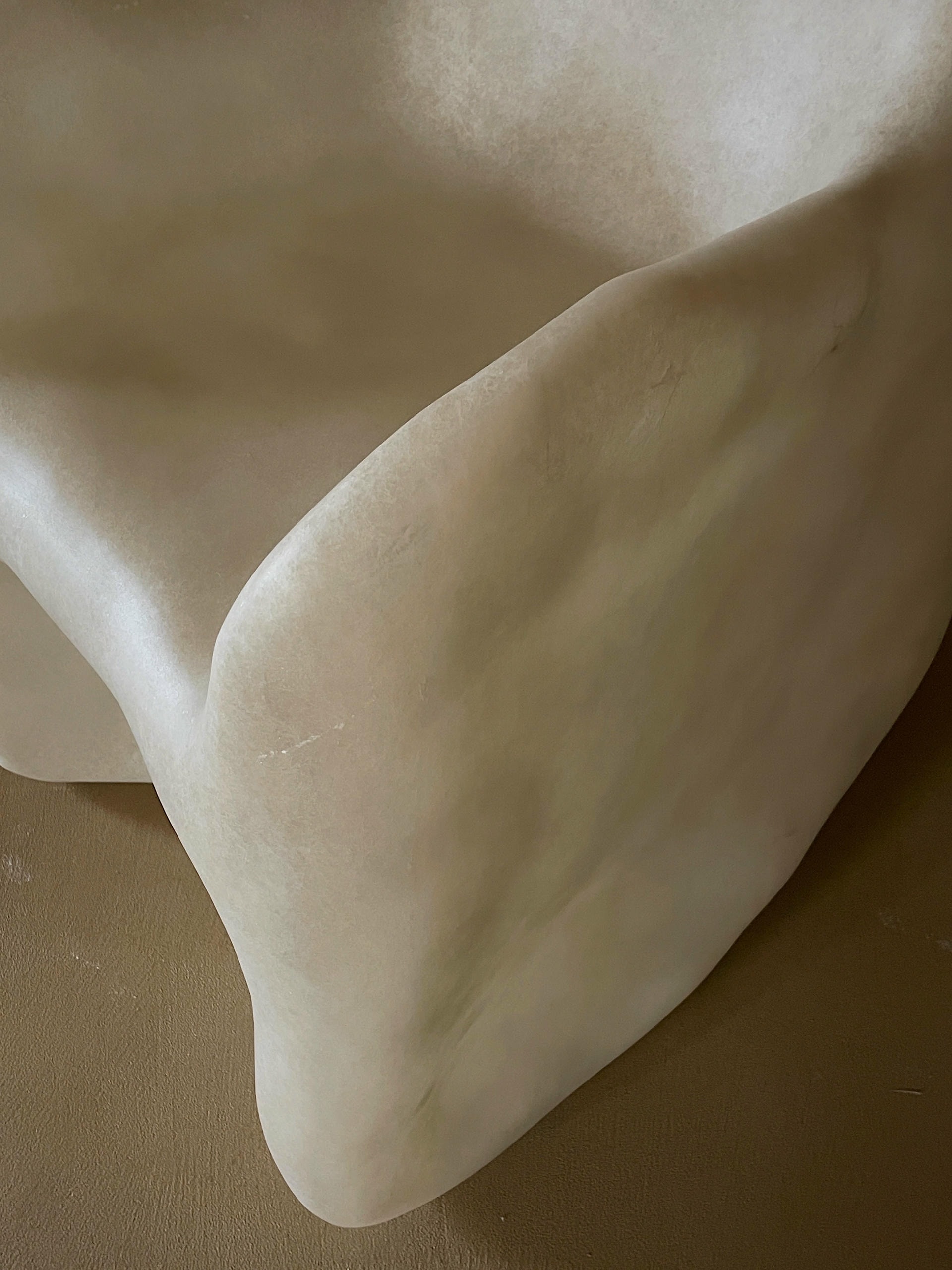Free Form Organic Shape, Hand sculpted Natural Beige Fiberglass Armchair by kar 4