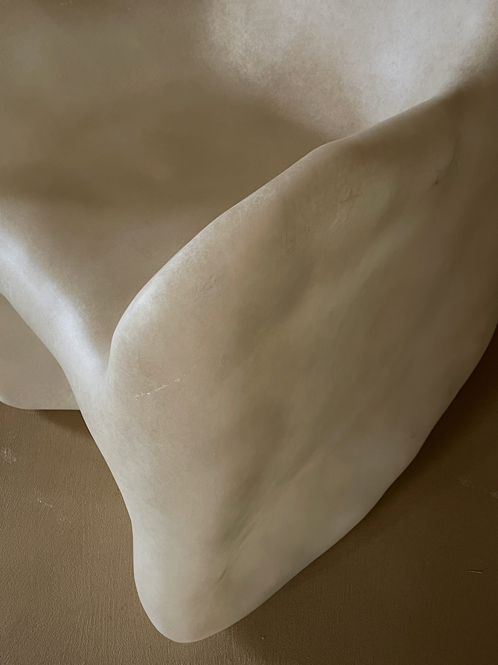 Free Form Organic Shape, Hand sculpted Natural Beige Fiberglass Armchair by kar 4