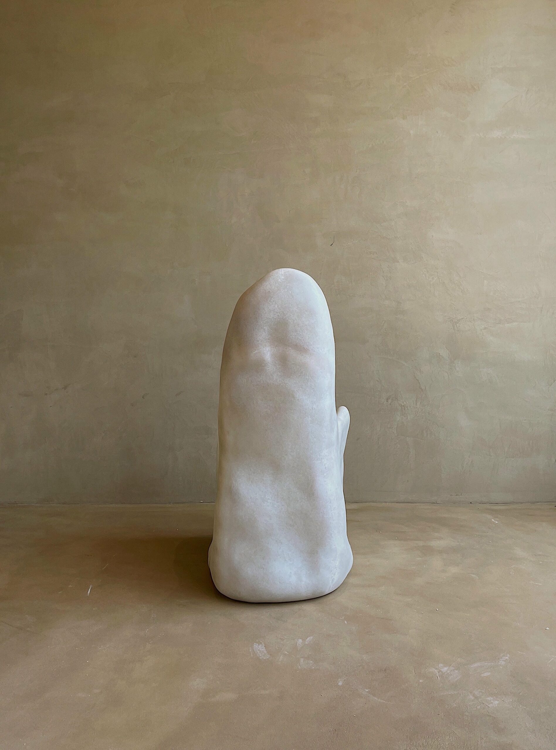 Free Form Organic Shape, Hand sculpted Natural Beige Fiberglass Armchair by kar 6