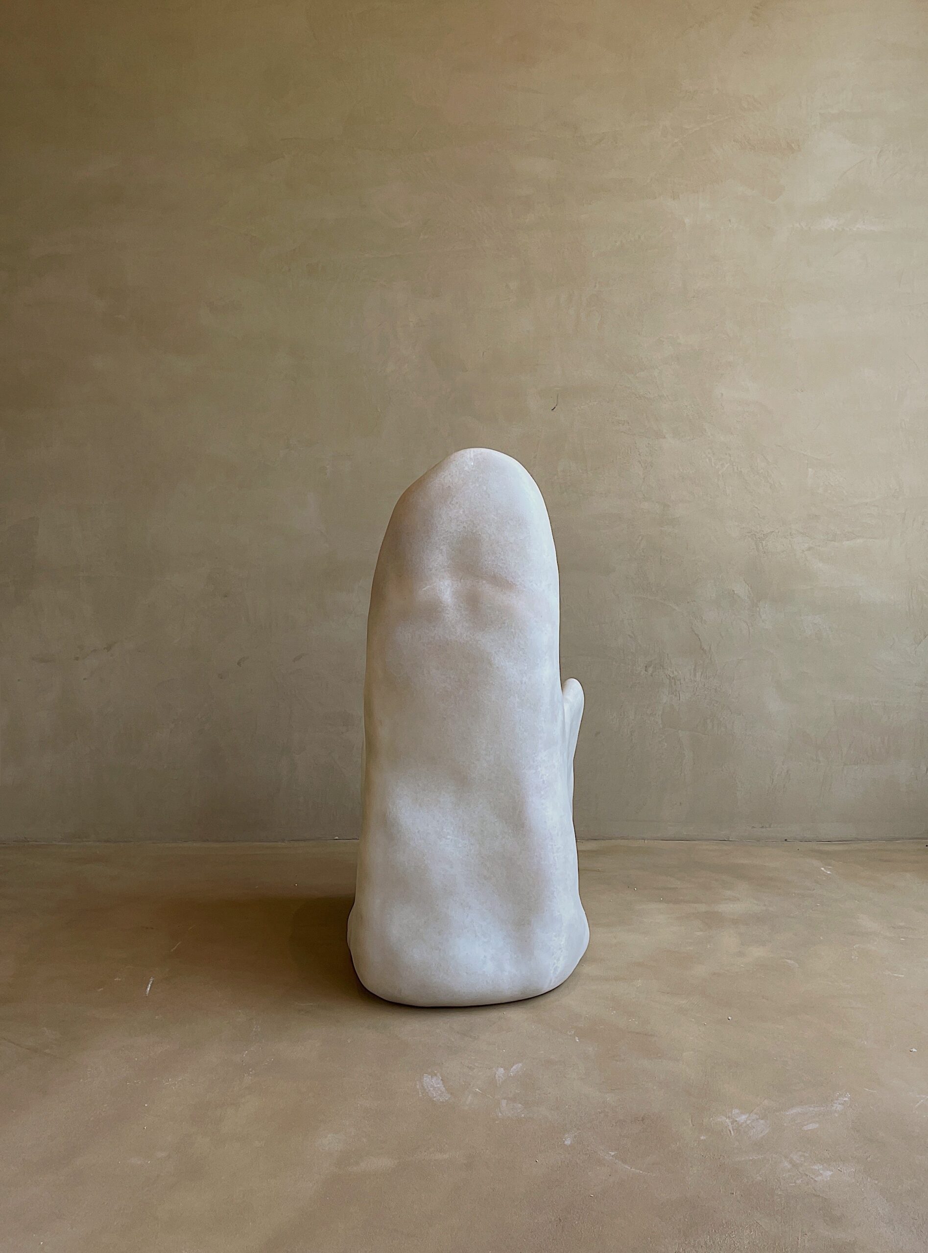Free Form Organic Shape, Hand sculpted Natural Beige Fiberglass Armchair by kar 6