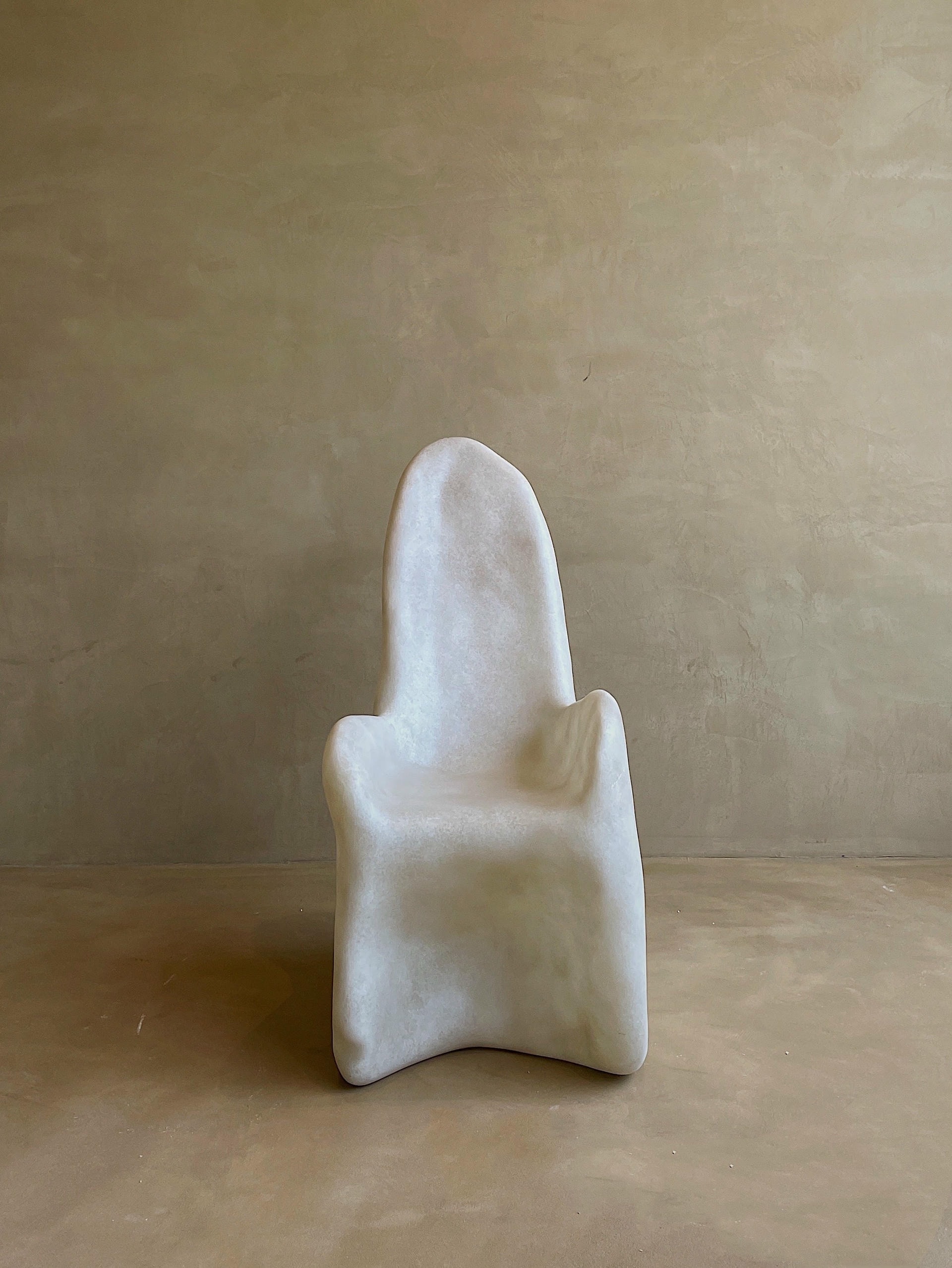 Free Form Organic Shape, Hand sculpted Natural Beige Fiberglass Armchair by kar 7