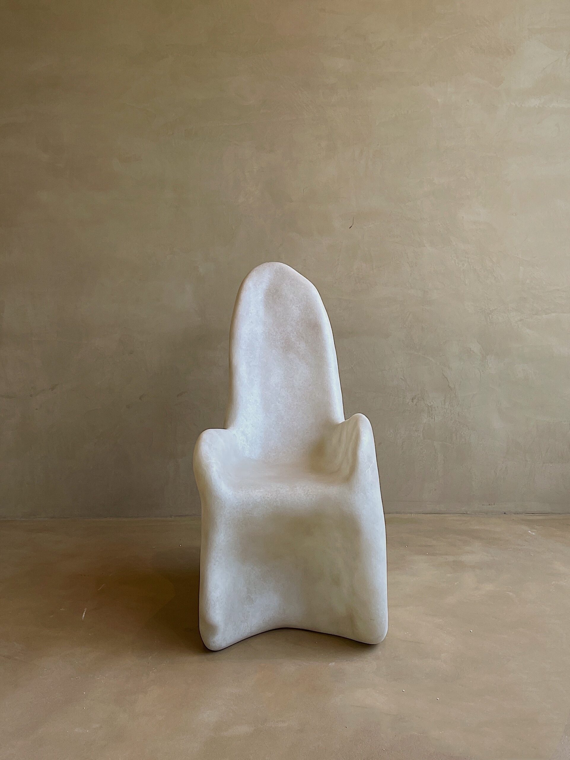 Free Form Organic Shape, Hand sculpted Natural Beige Fiberglass Armchair by kar 7