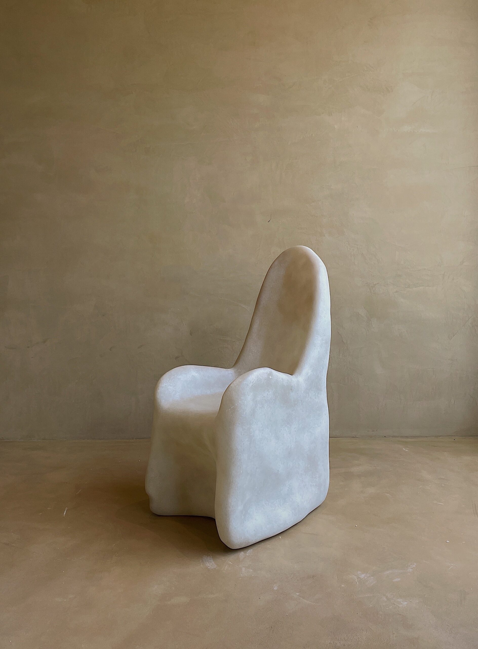 Free Form Organic Shape, Hand sculpted Natural Beige Fiberglass Armchair by kar 8